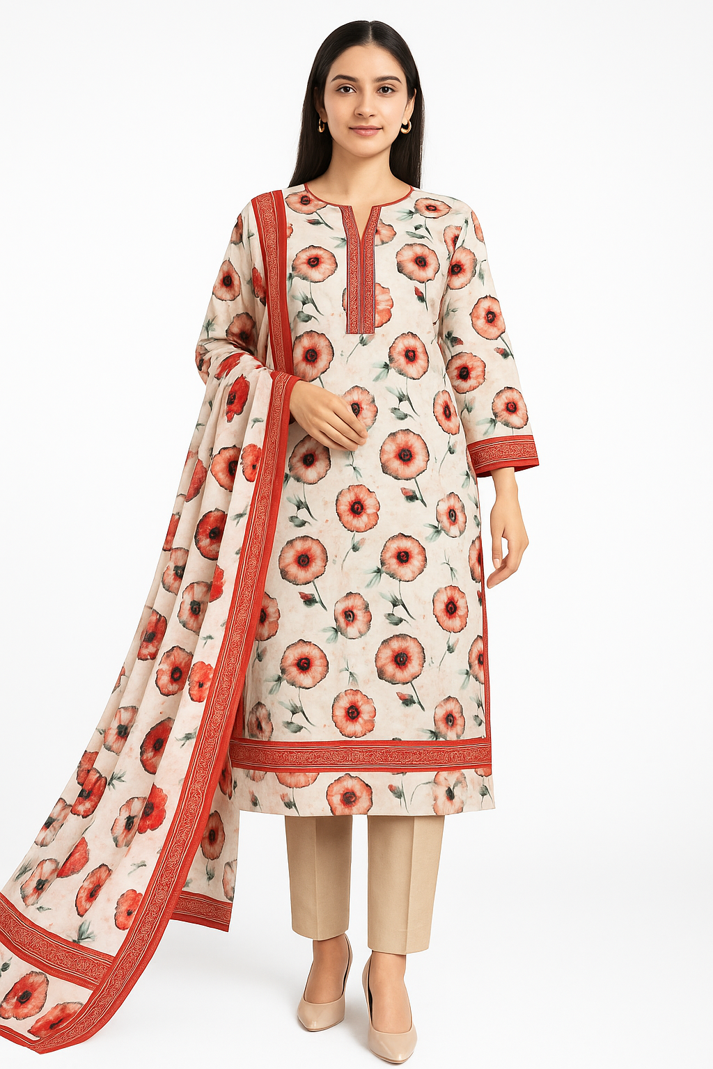 ABUZAR – 3D Digital Cotton Print 3 Piece Unstitched Suit (7.25 Meters)