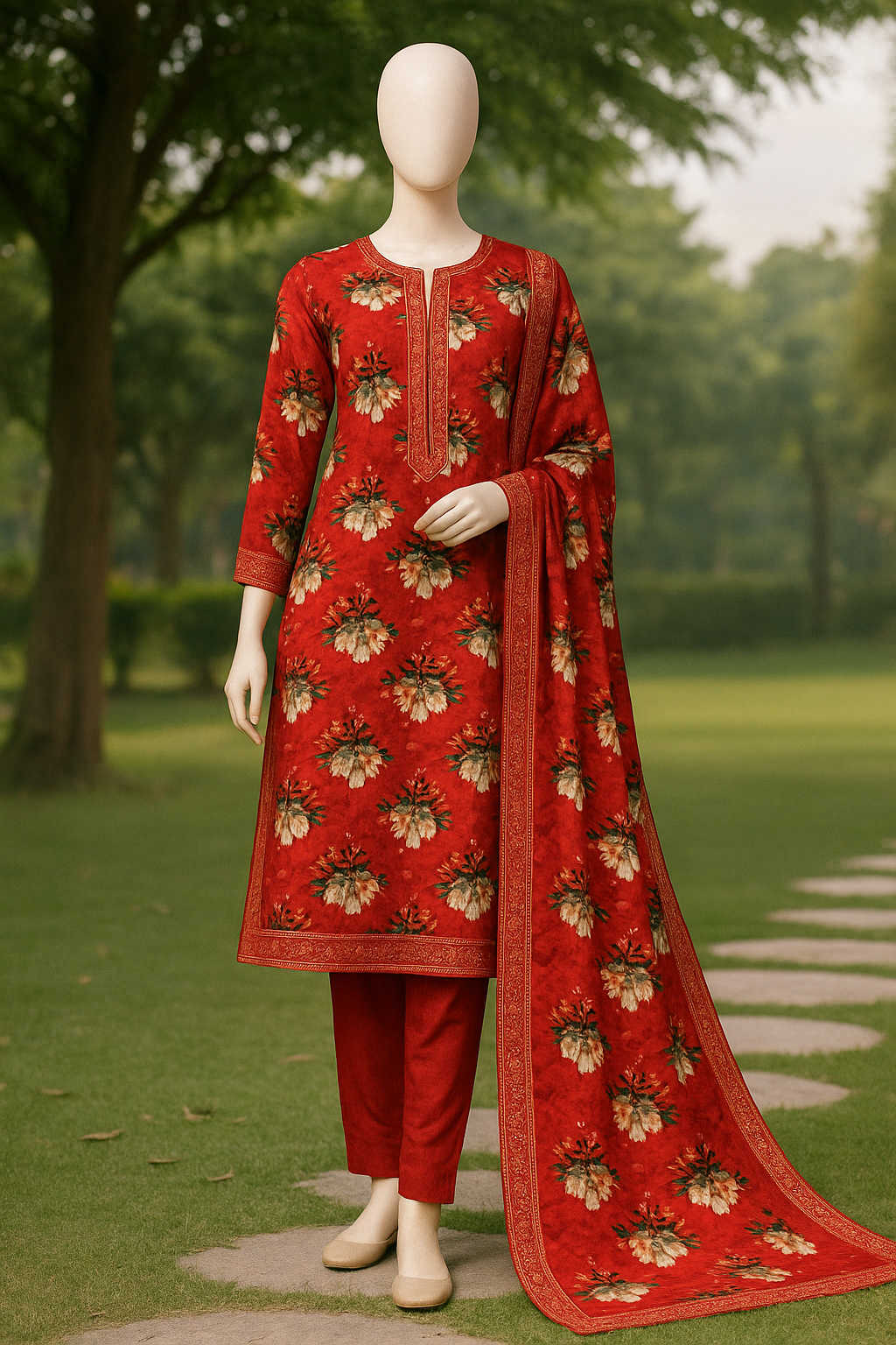 ABUZAR – 3D Digital Cotton Print 3 Piece Unstitched Suit (7.25 Meters)