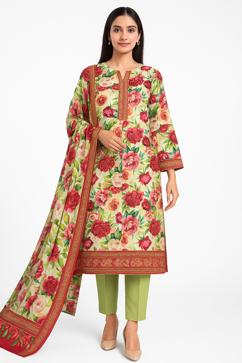 ABUZAR – 3D Digital Cotton Print 3 Piece Unstitched Suit (7.25 Meters)