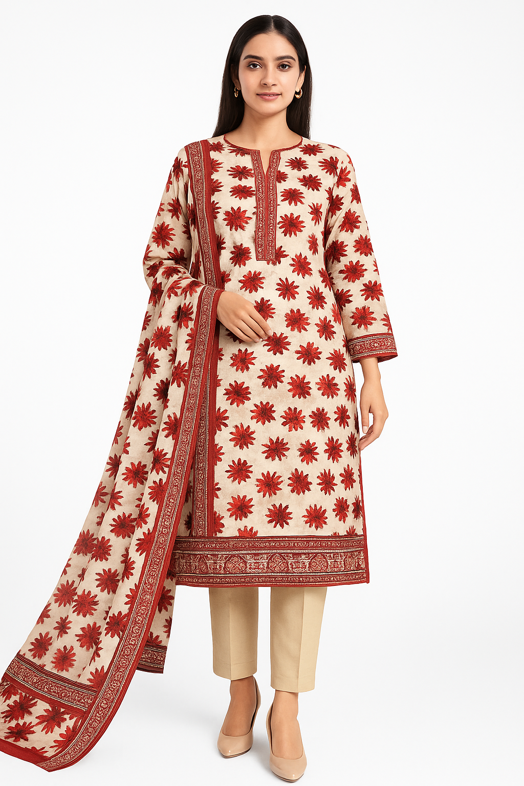 ABUZAR – 3D Digital Cotton Print 3 Piece Unstitched Suit (7.25 Meters)