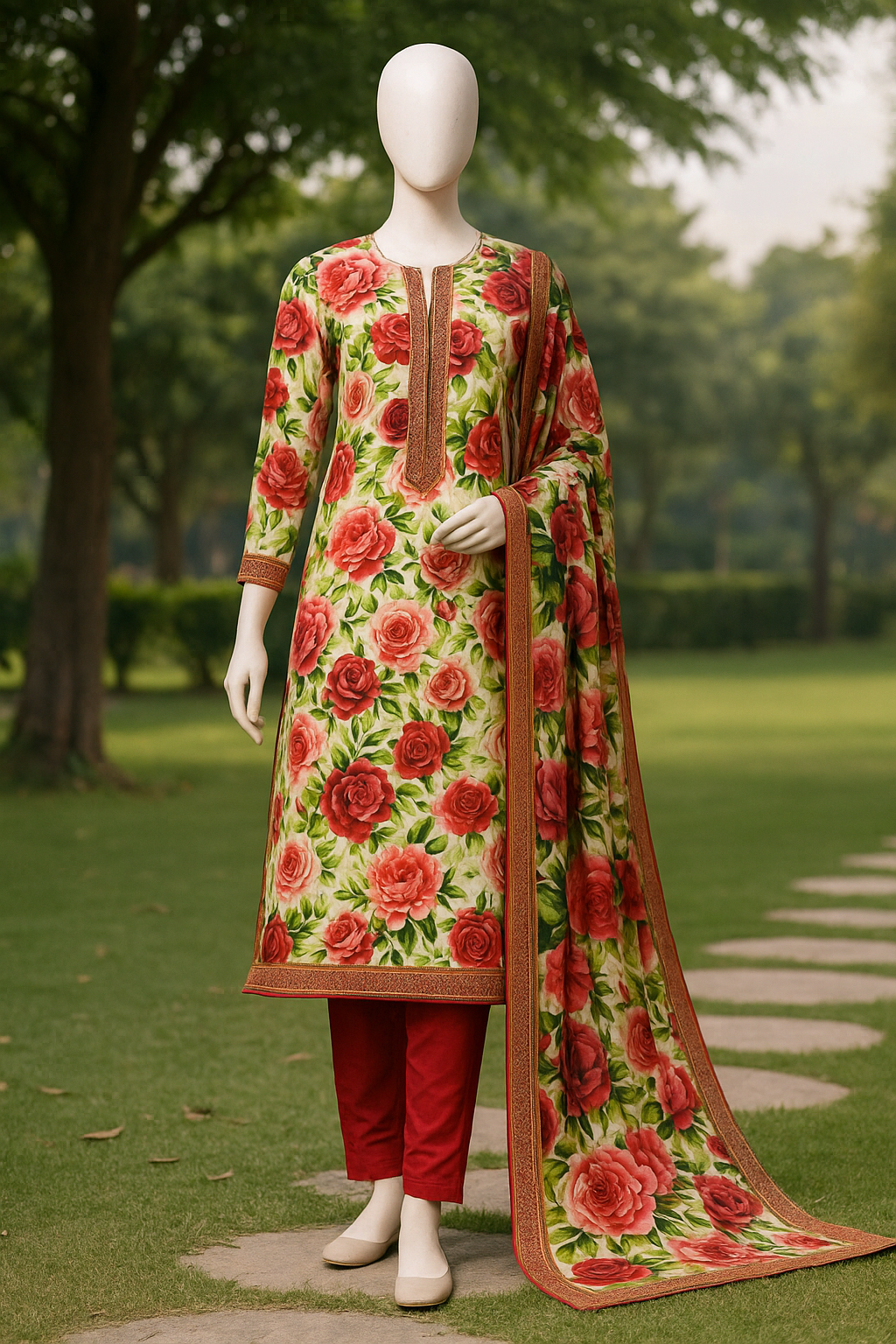 ABUZAR – 3D Digital Cotton Print 3 Piece Unstitched Suit (7.25 Meters)