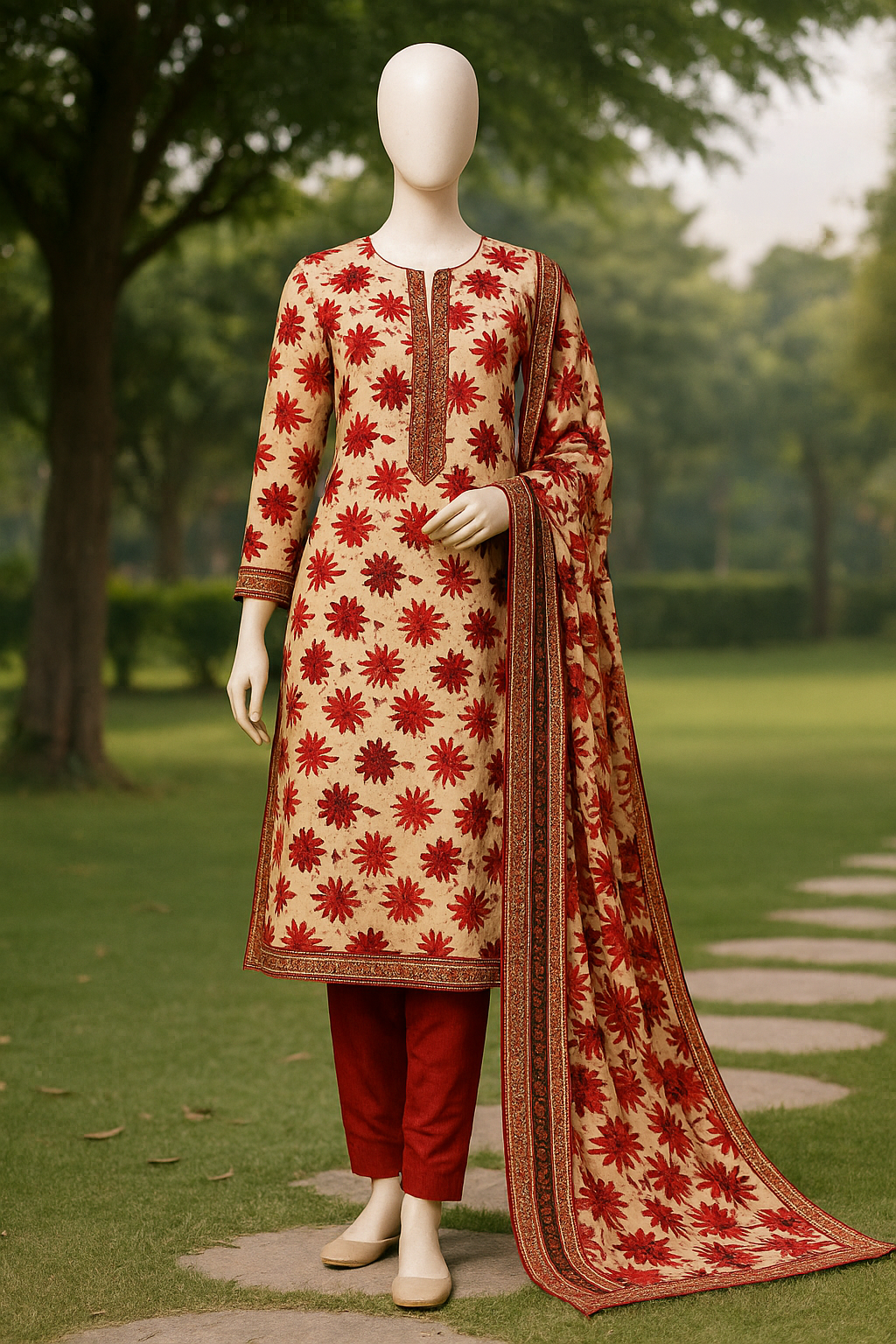 ABUZAR – 3D Digital Cotton Print 3 Piece Unstitched Suit (7.25 Meters)