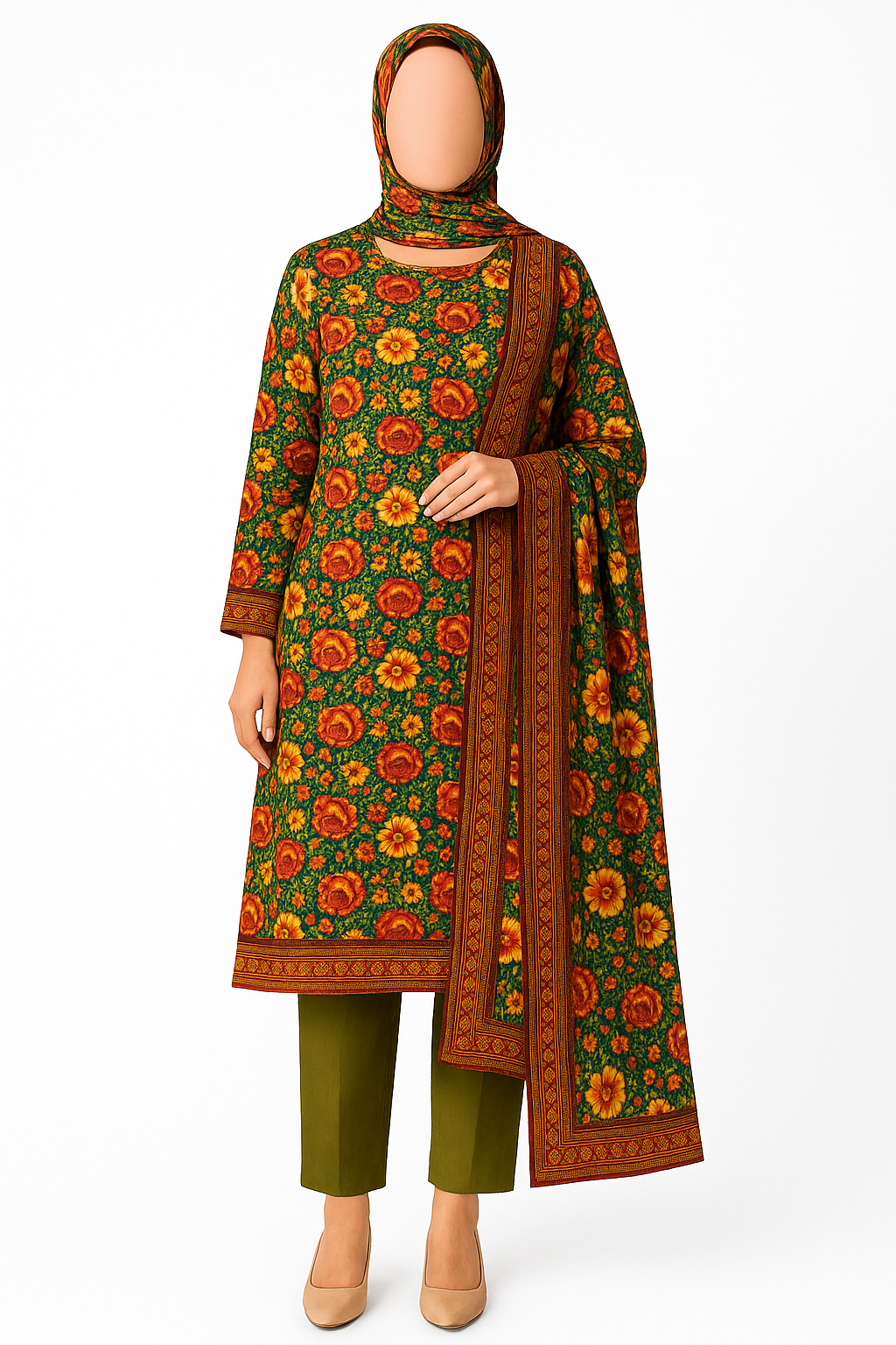ABUZAR – 3D Digital Cotton Print 3 Piece Unstitched Suit (7.25 Meters)