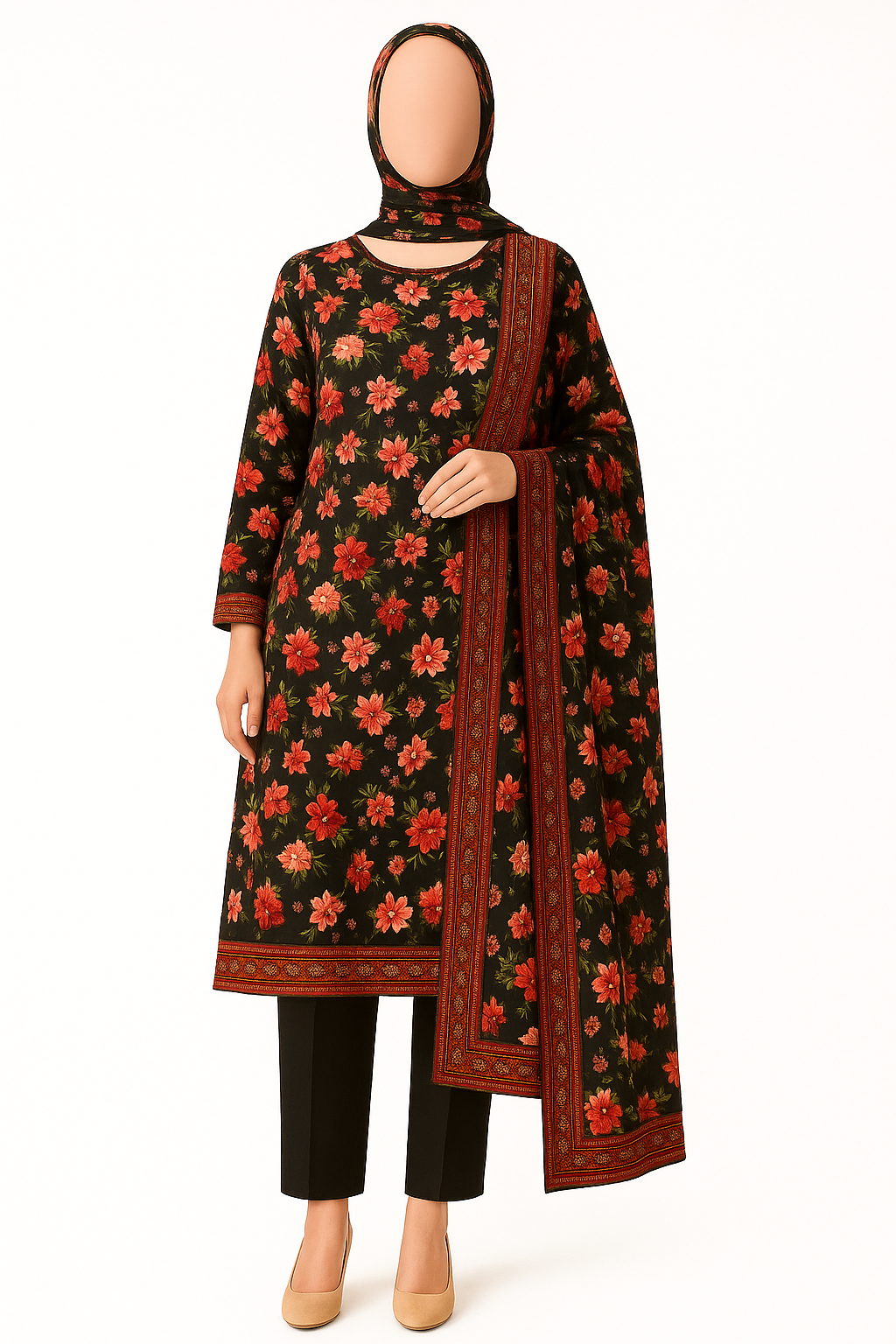 ABUZAR – 3D Digital Cotton Print 3 Piece Unstitched Suit (7.25 Meters)