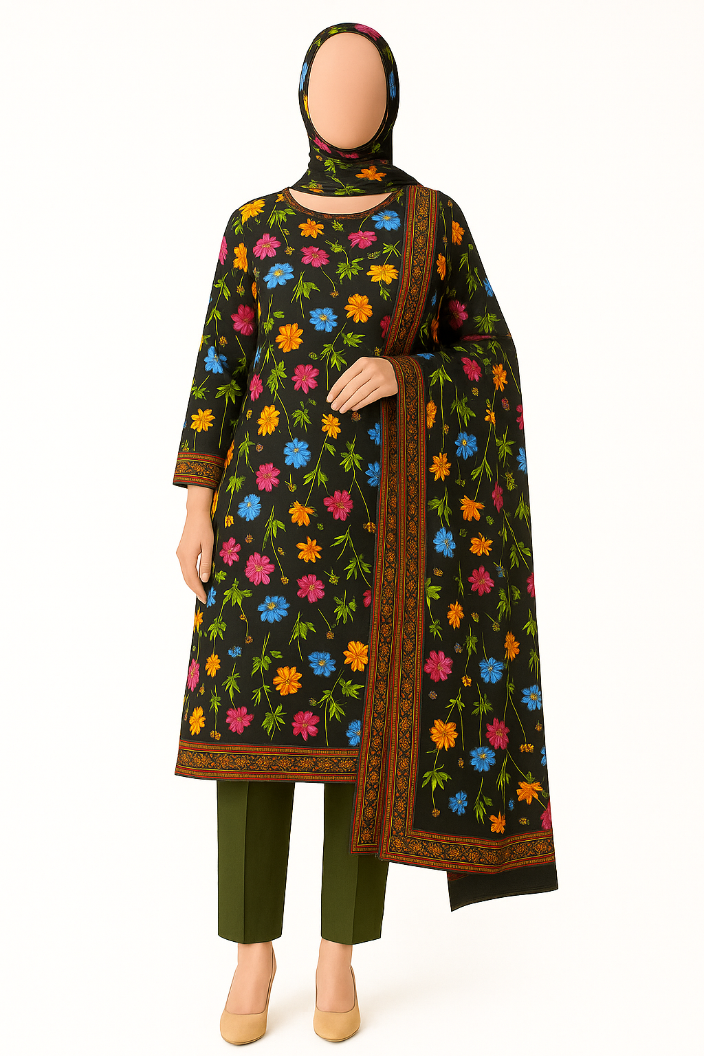 ABUZAR – 3D Digital Cotton Print 3 Piece Unstitched Suit (7.25 Meters)
