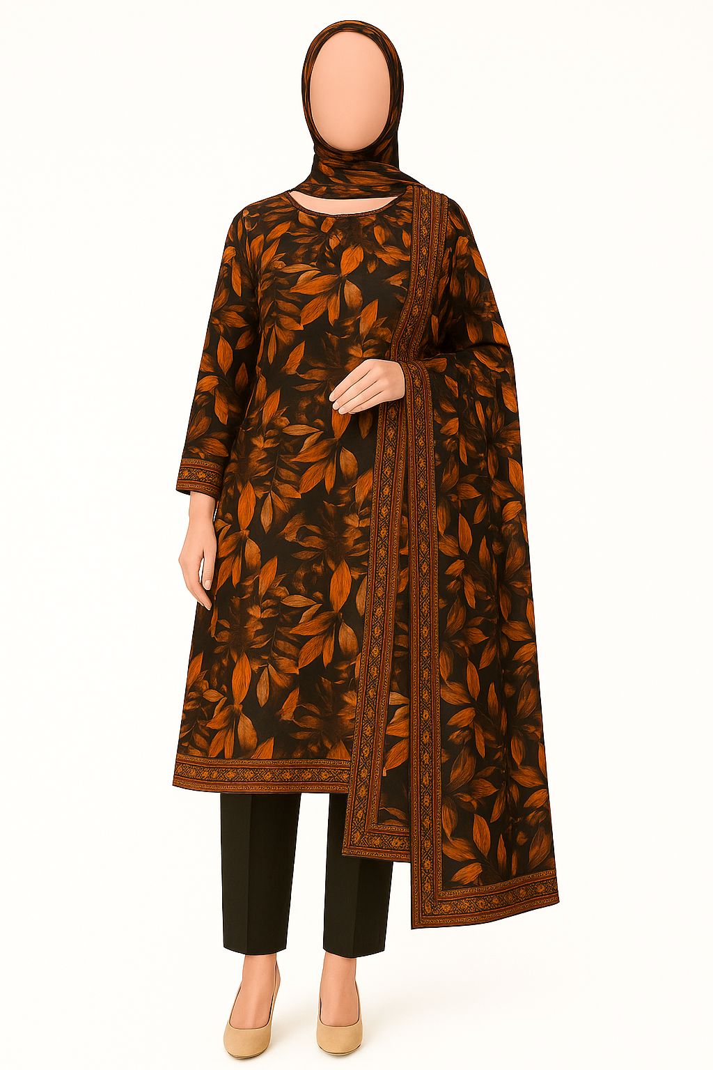 ABUZAR – 3D Digital Cotton Print 3 Piece Unstitched Suit (7.25 Meters)