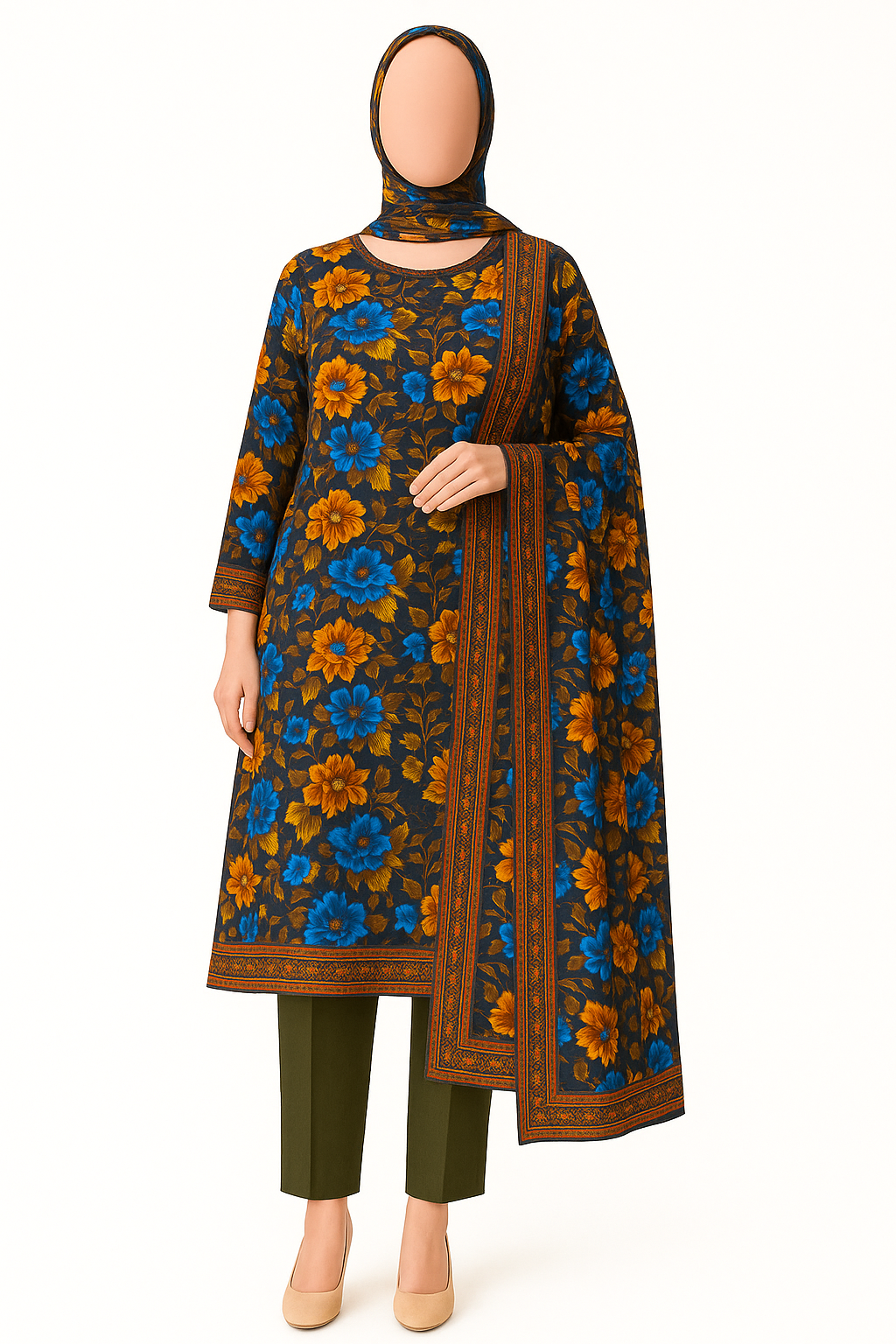 ABUZAR – 3D Digital Cotton Print 3 Piece Unstitched Suit (7.25 Meters)