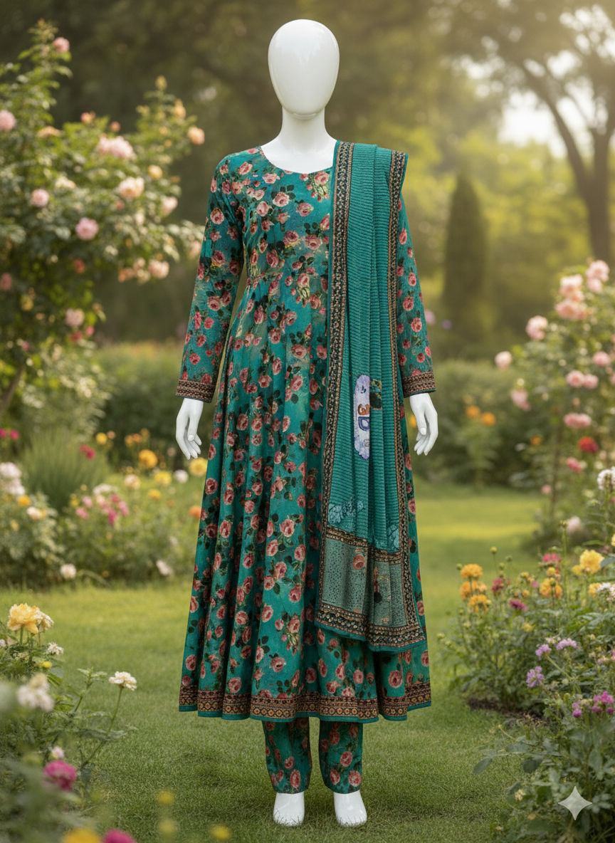 ABUZAR – 3D Digital Cotton Print 3 Piece Unstitched Suit (7.25 Meters)