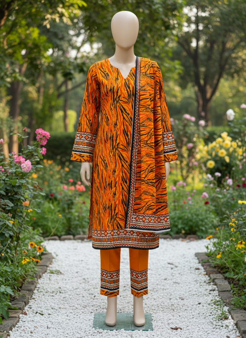 ABUZAR PREMIUM CAMBRIC COTTON  3P With VOIL DUP