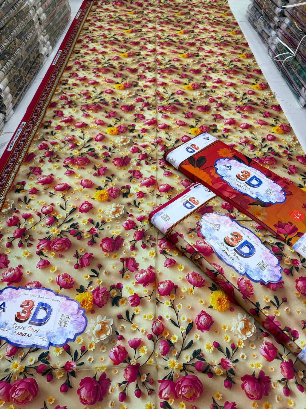 ABUZAR – 3D Digital Cotton Print 3 Piece Unstitched Suit (7.25 Meters)