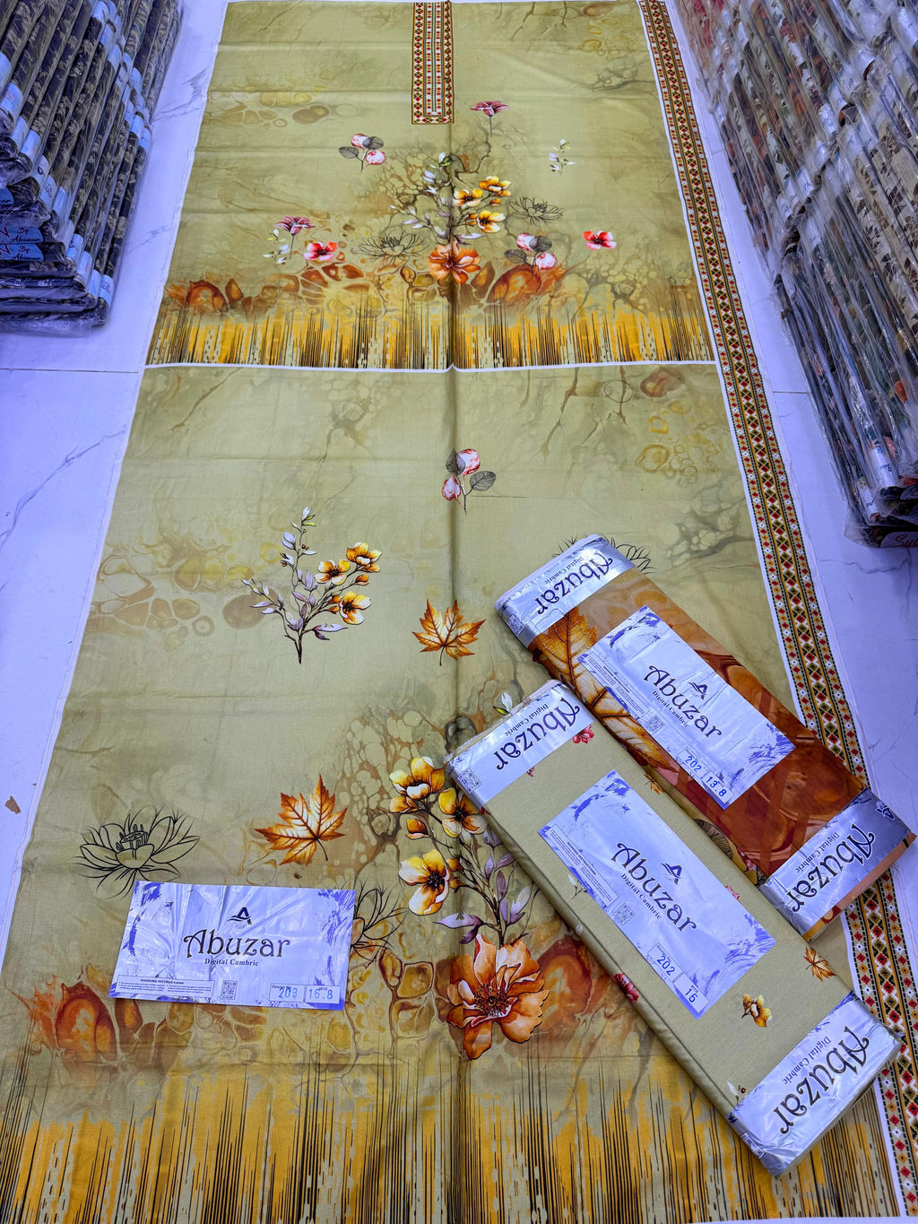 ABUZAR PREMIUM CAMBRIC COTTON  3P With VOIL DUP