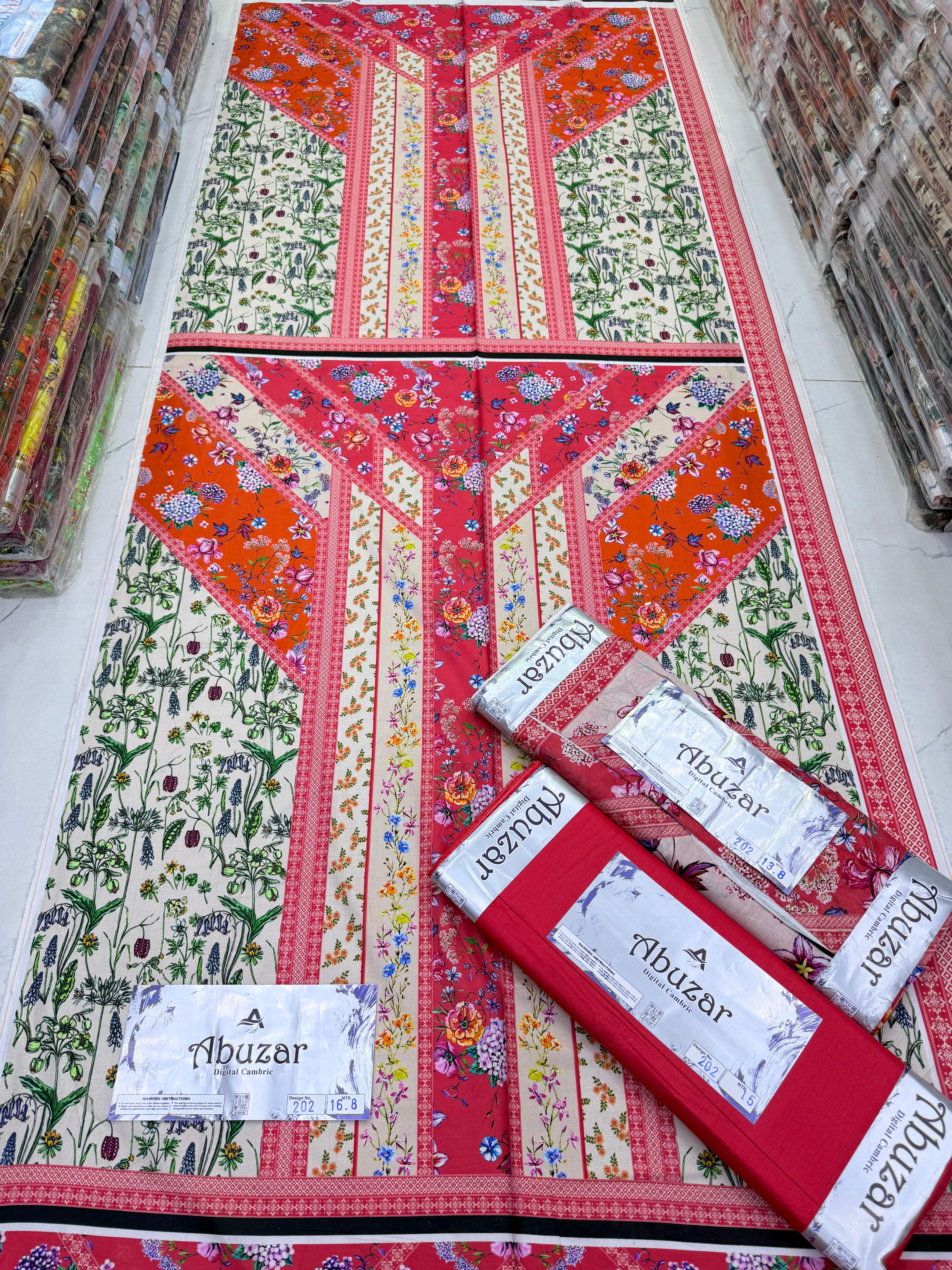 ABUZAR PREMIUM CAMBRIC COTTON  3P With VOIL DUP