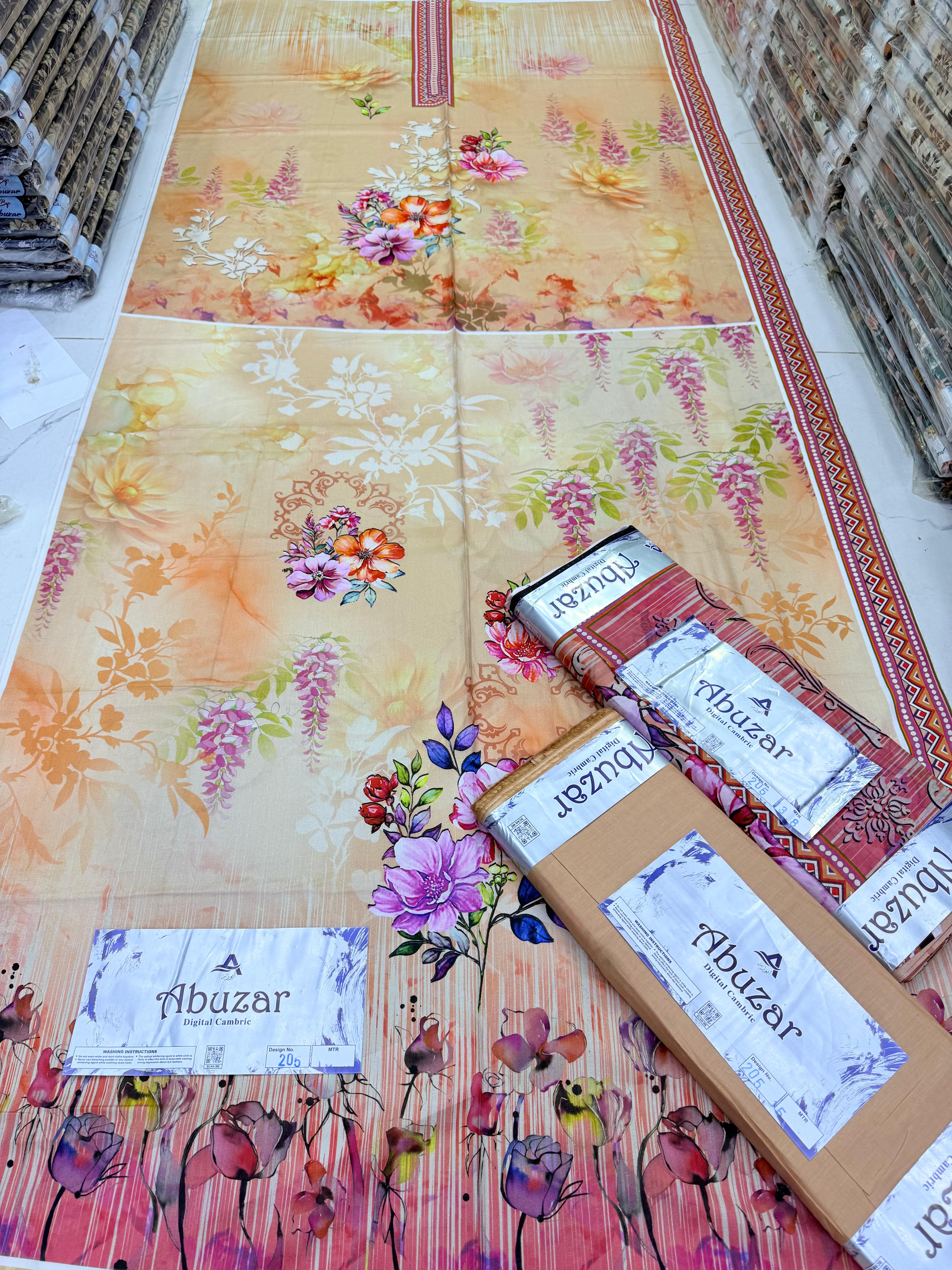 ABUZAR PREMIUM CAMBRIC COTTON  3P With VOIL DUP