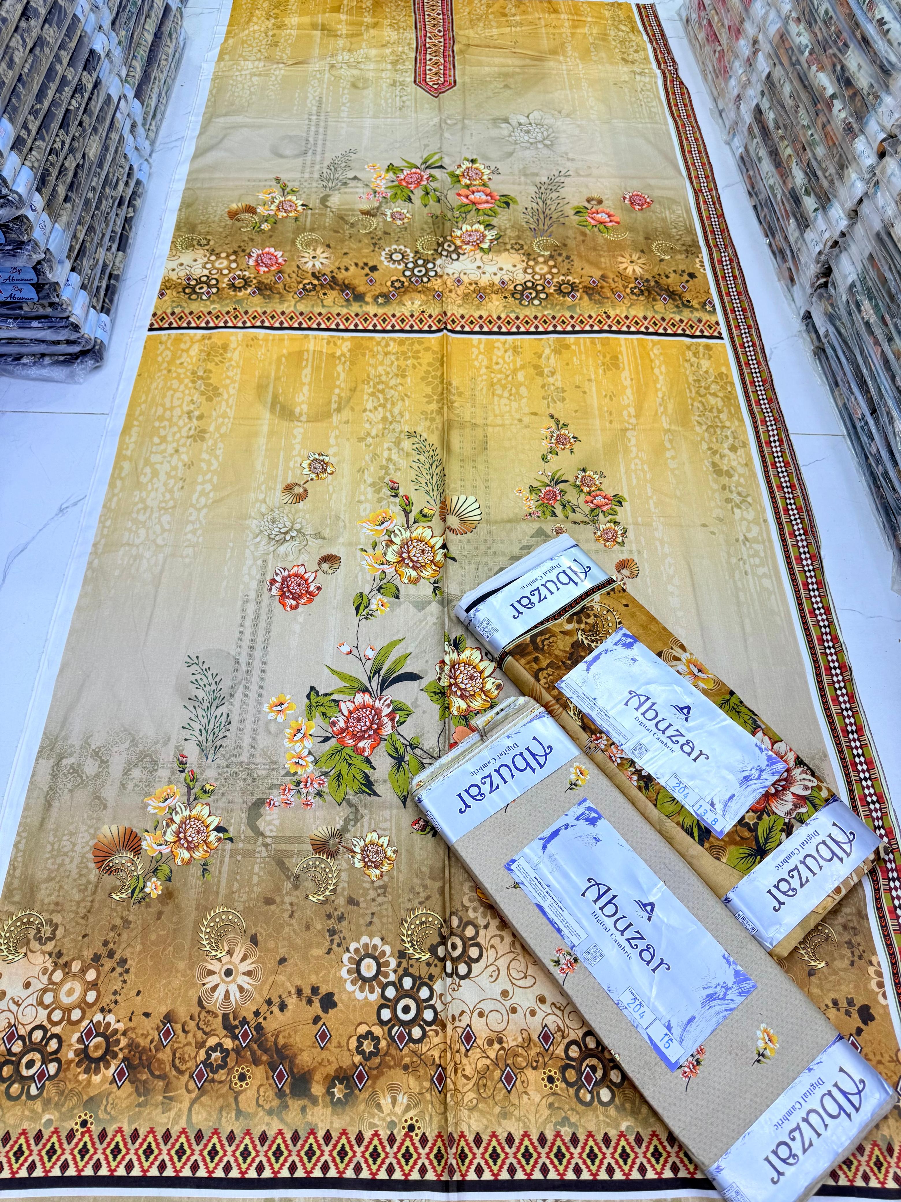 ABUZAR PREMIUM CAMBRIC COTTON  3P With VOIL DUP