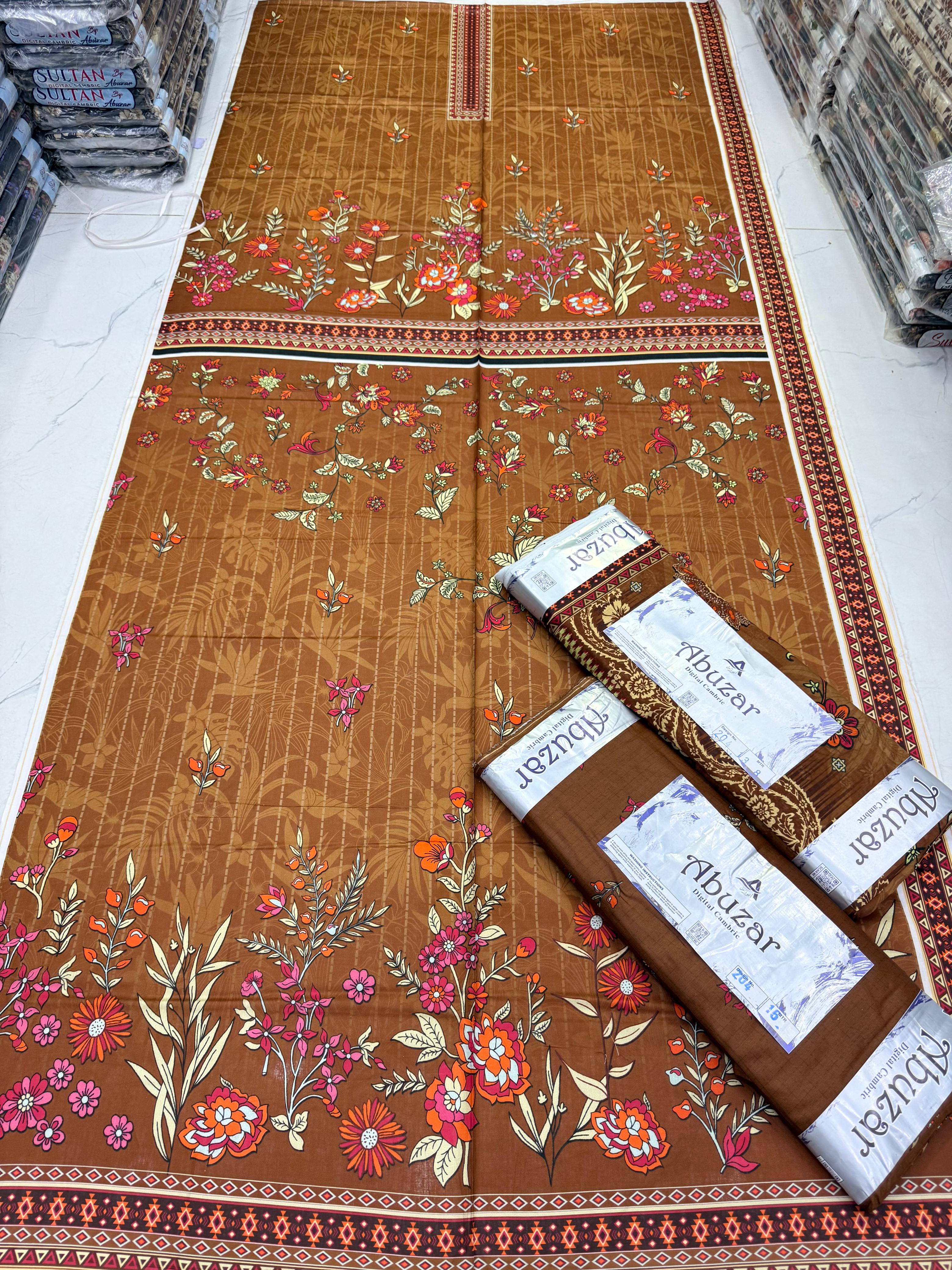 ABUZAR PREMIUM CAMBRIC COTTON  3P With VOIL DUP