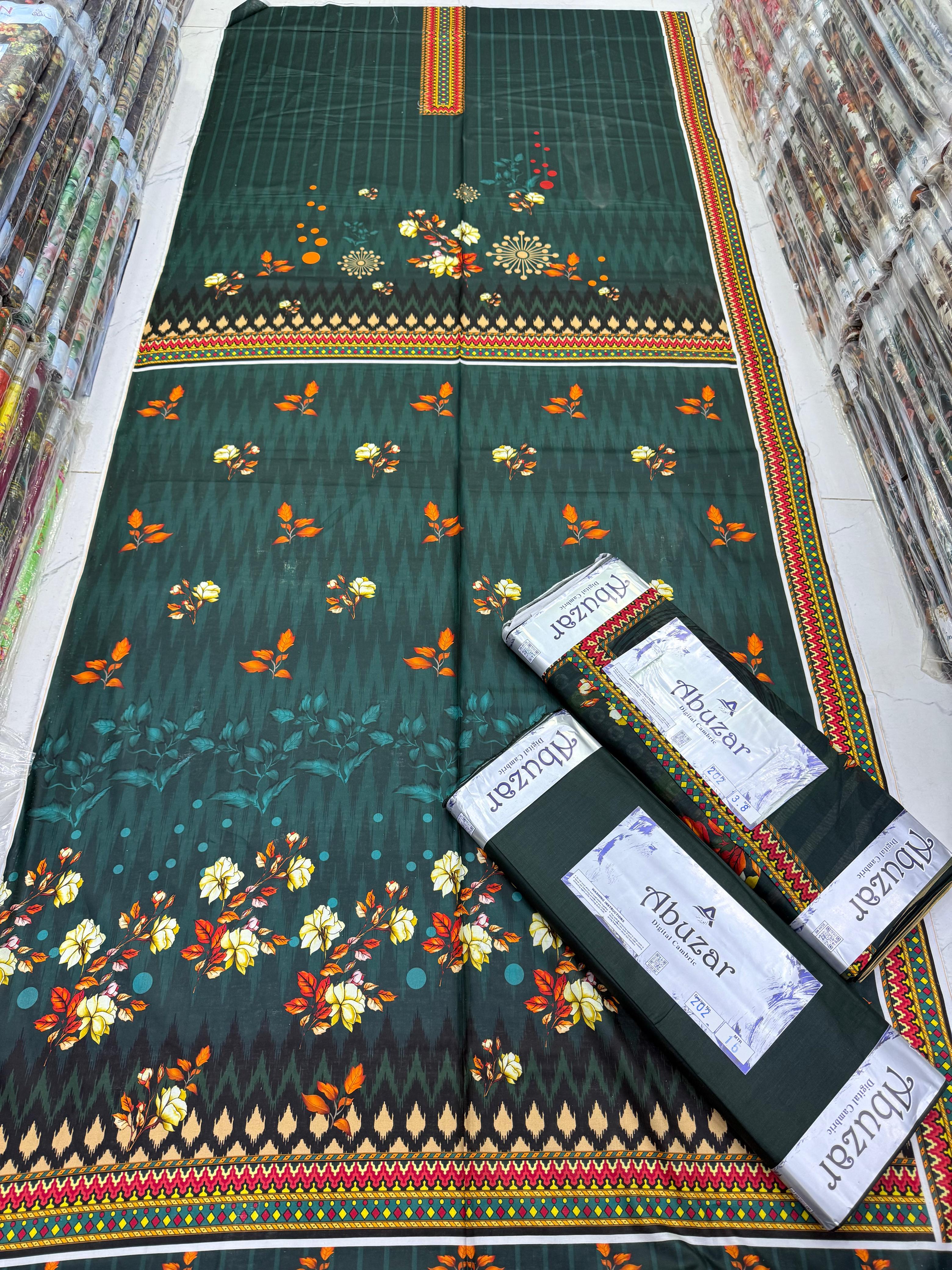 ABUZAR PREMIUM CAMBRIC COTTON  3P With VOIL DUP