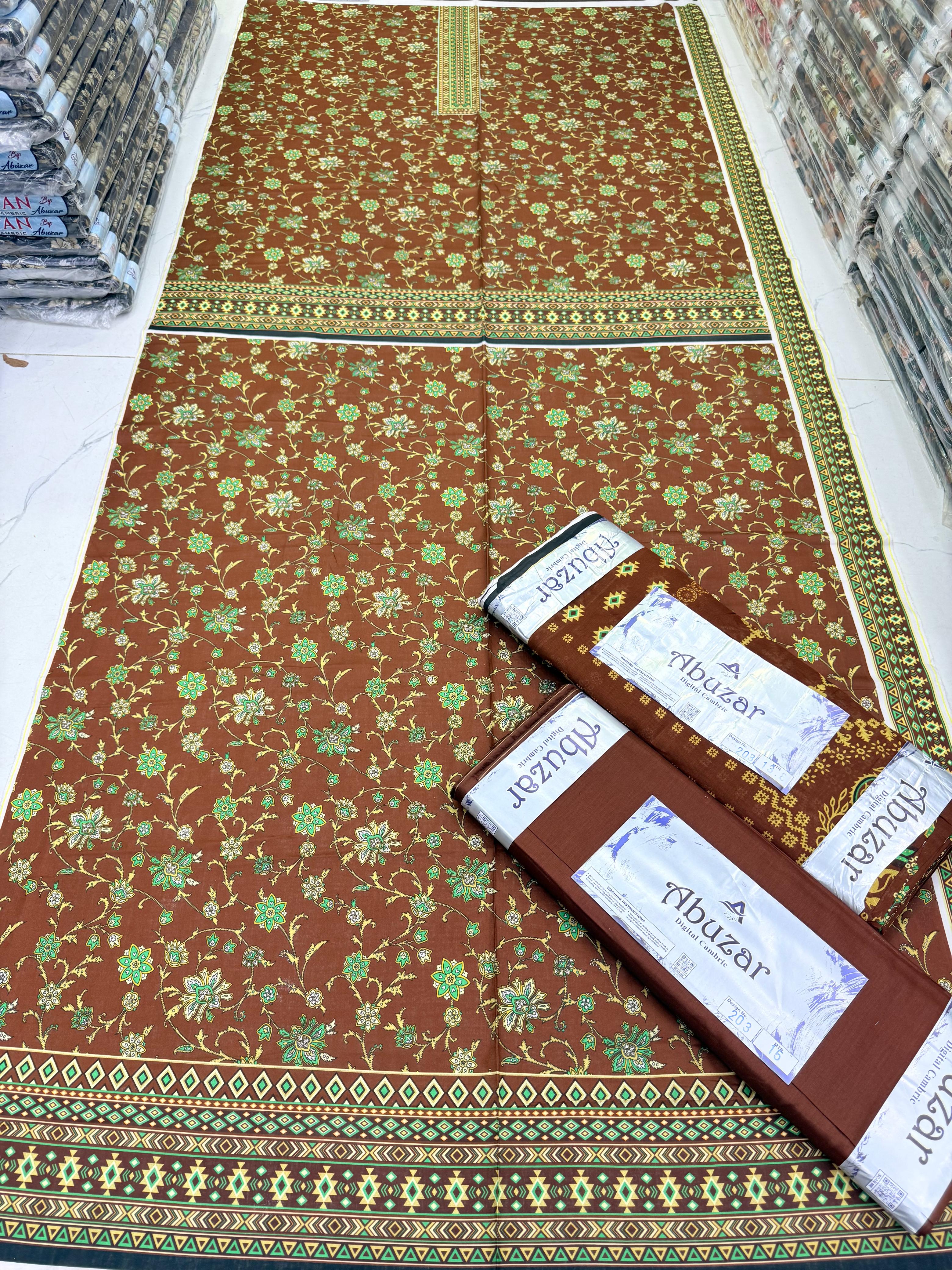 ABUZAR PREMIUM CAMBRIC COTTON  3P With VOIL DUP