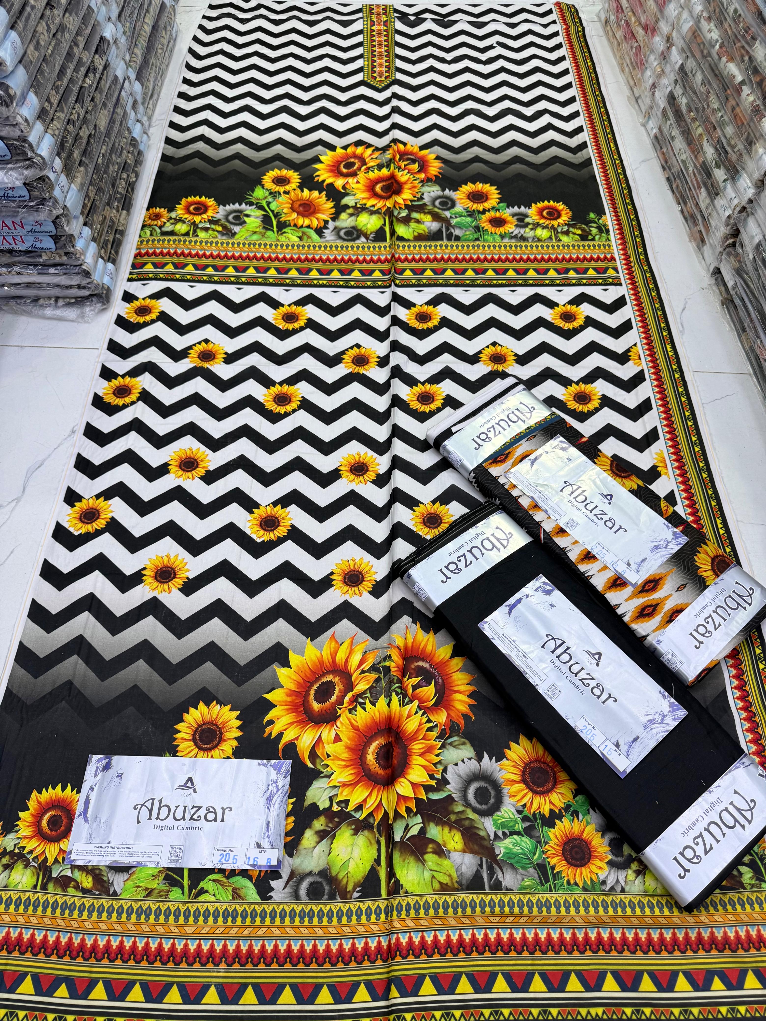 ABUZAR PREMIUM CAMBRIC COTTON  3P With VOIL DUP