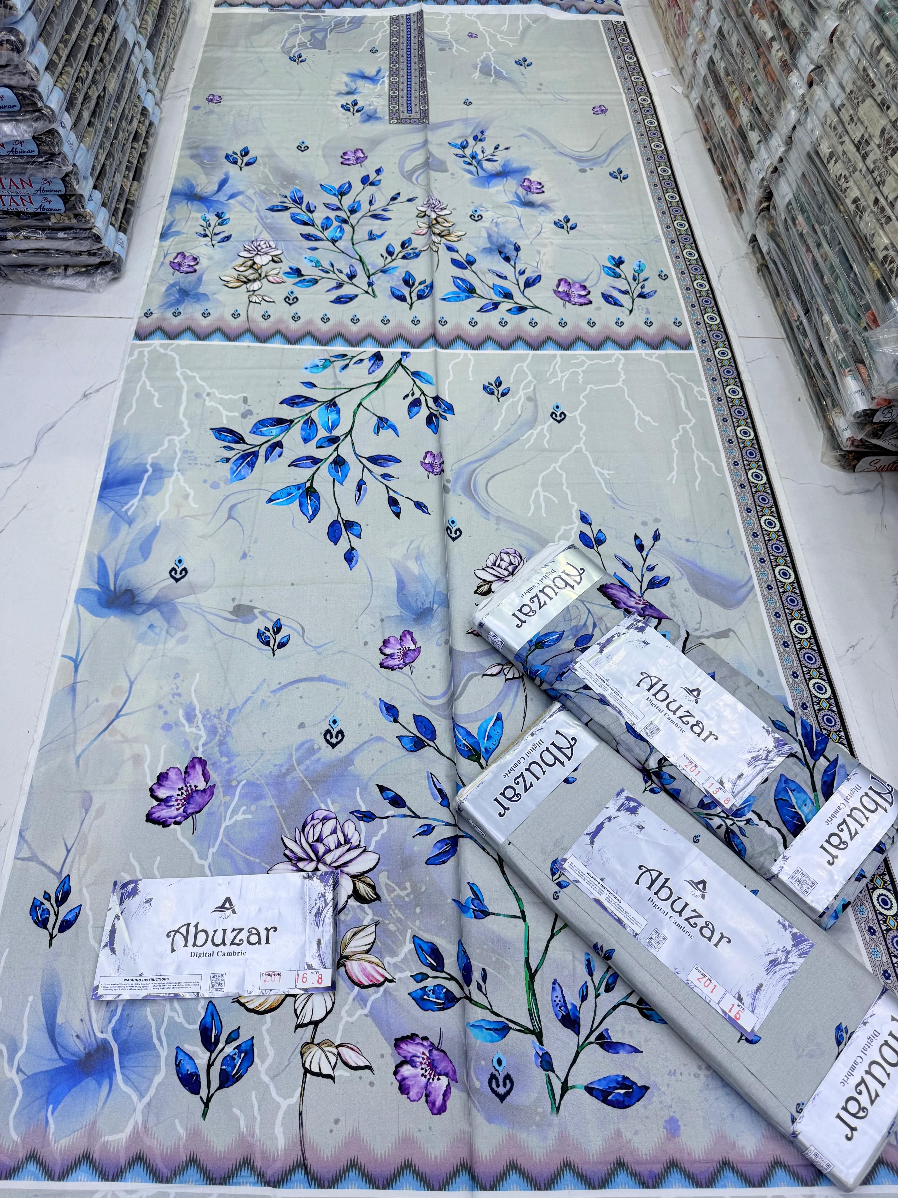 ABUZAR PREMIUM CAMBRIC COTTON  3P With VOIL DUP