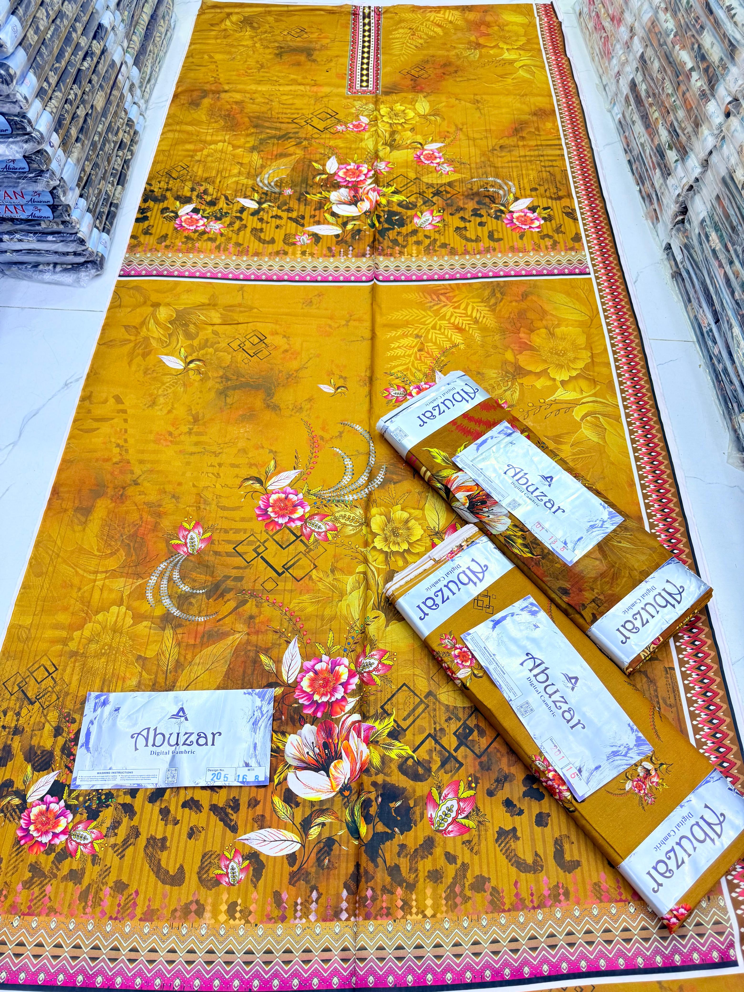 ABUZAR PREMIUM CAMBRIC COTTON  3P With VOIL DUP