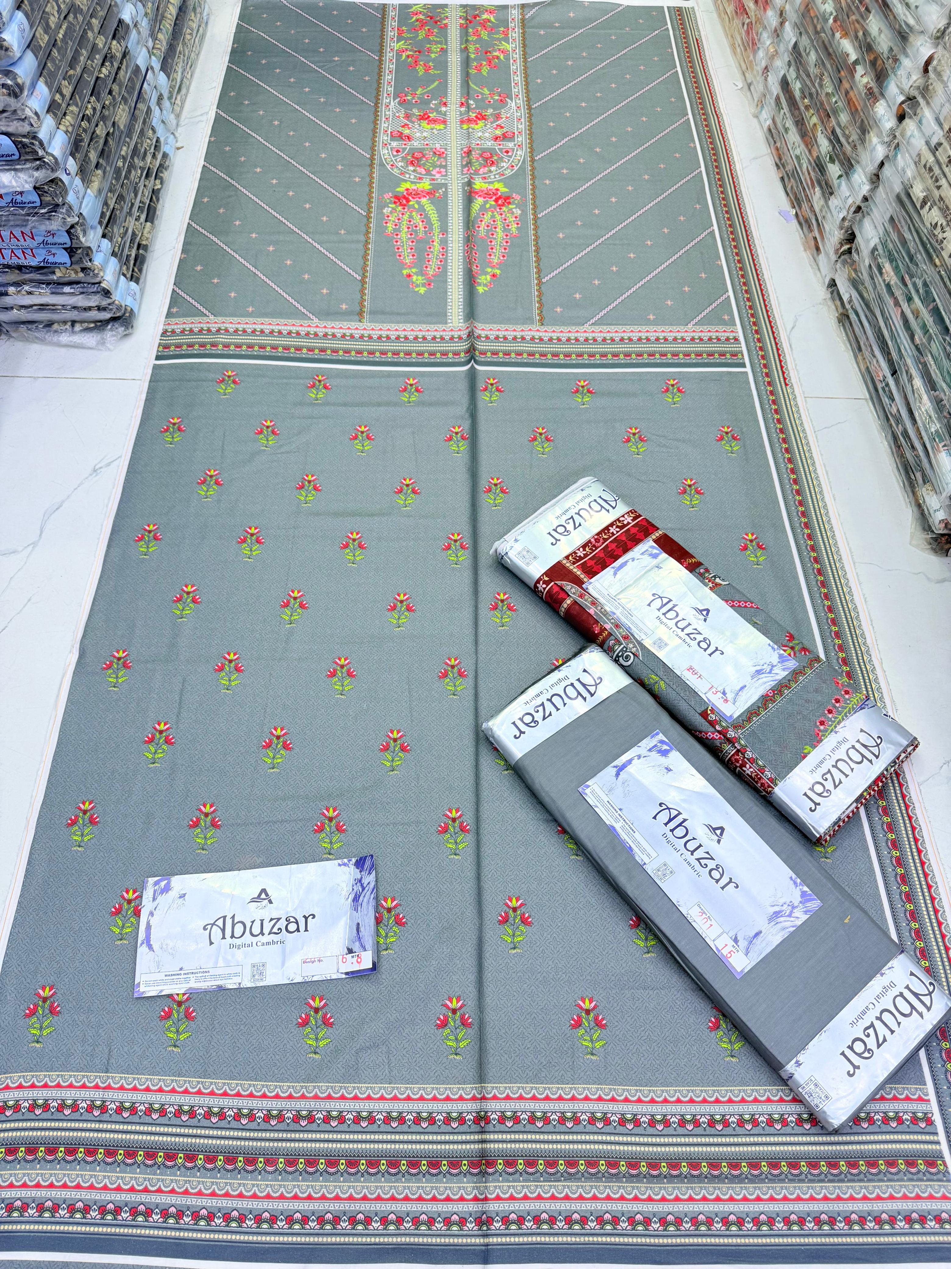 ABUZAR PREMIUM CAMBRIC COTTON  3P With VOIL DUP