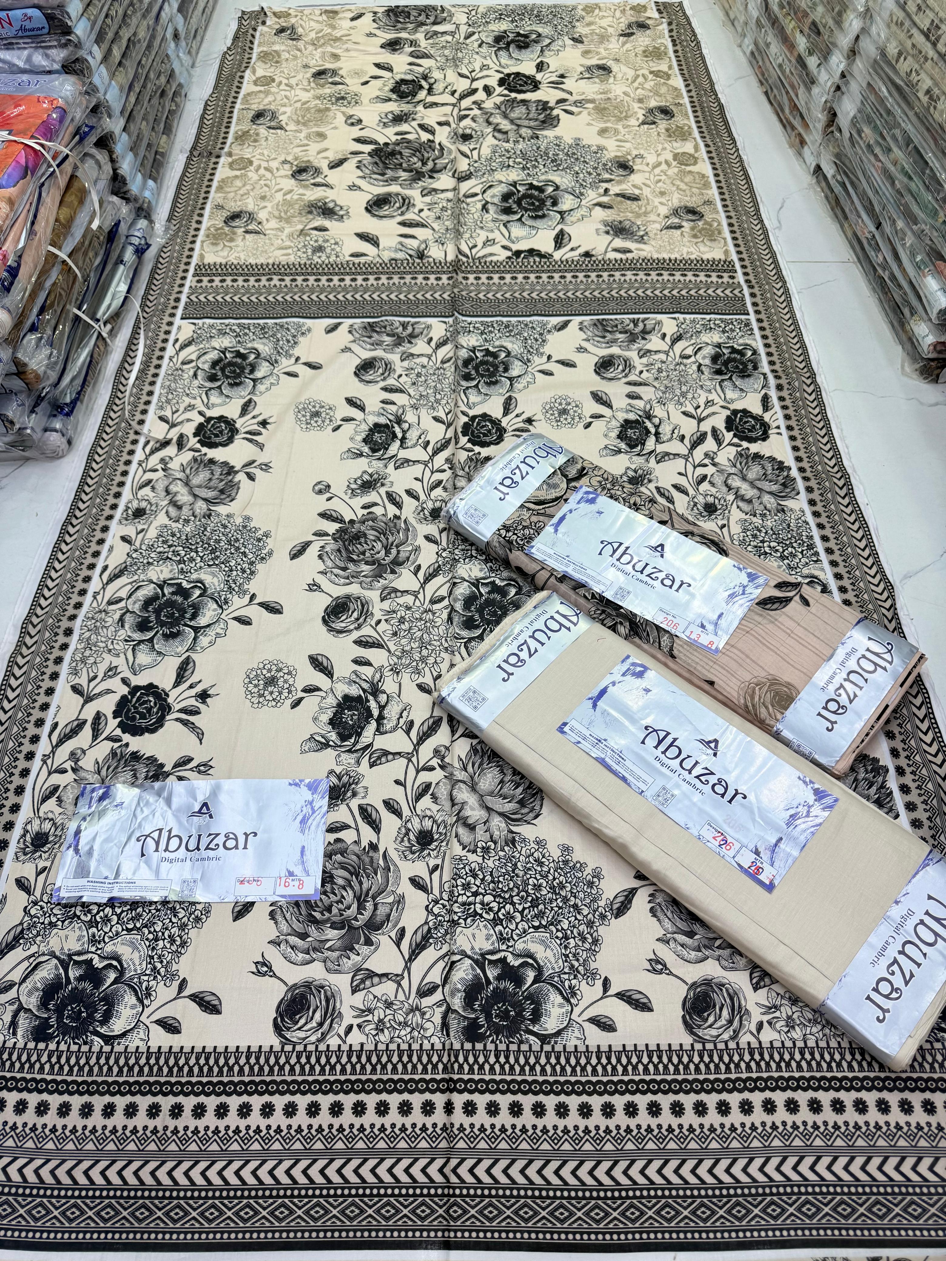 ABUZAR PREMIUM CAMBRIC COTTON  3P With VOIL DUP