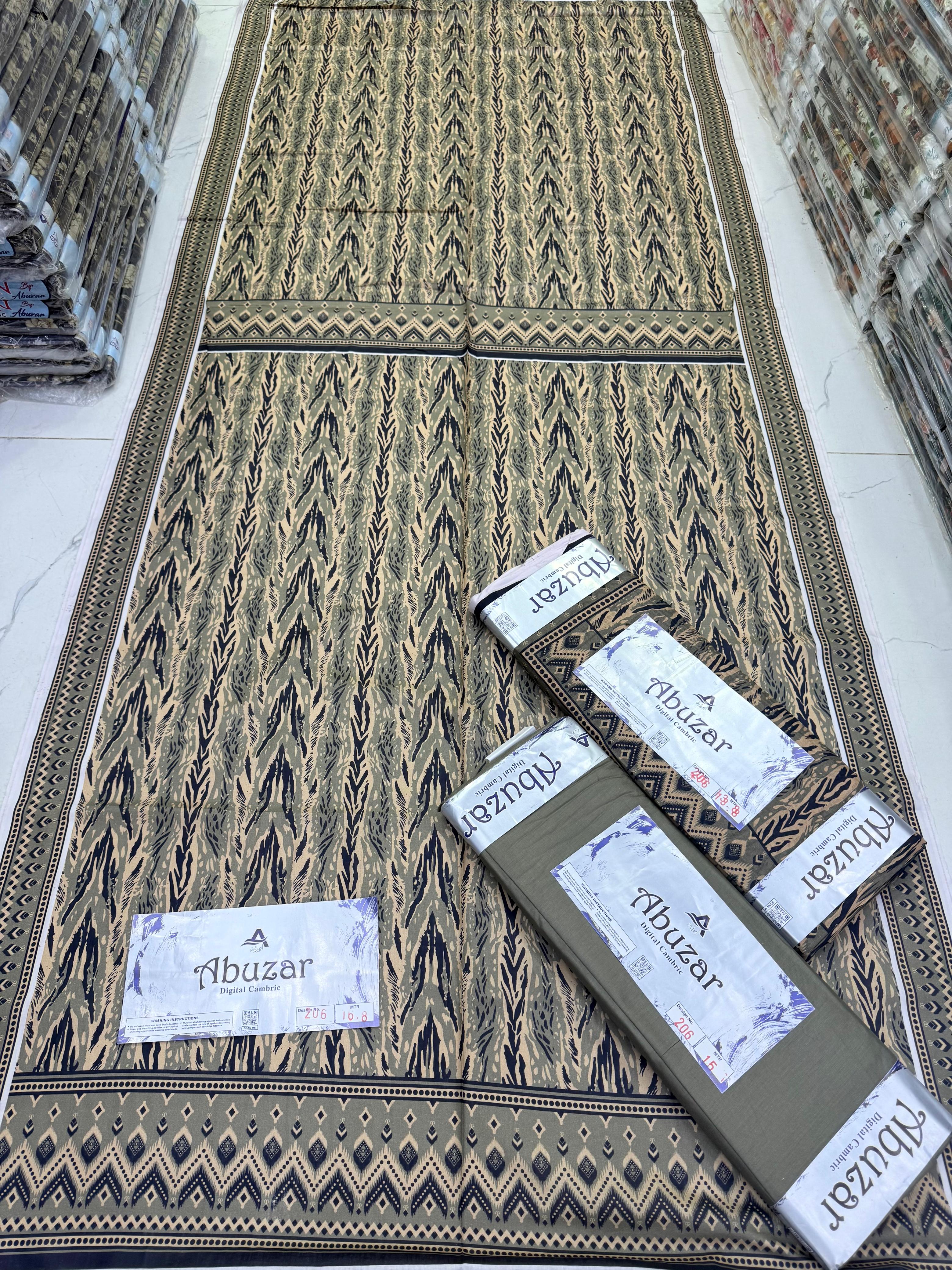ABUZAR PREMIUM CAMBRIC COTTON  3P With VOIL DUP