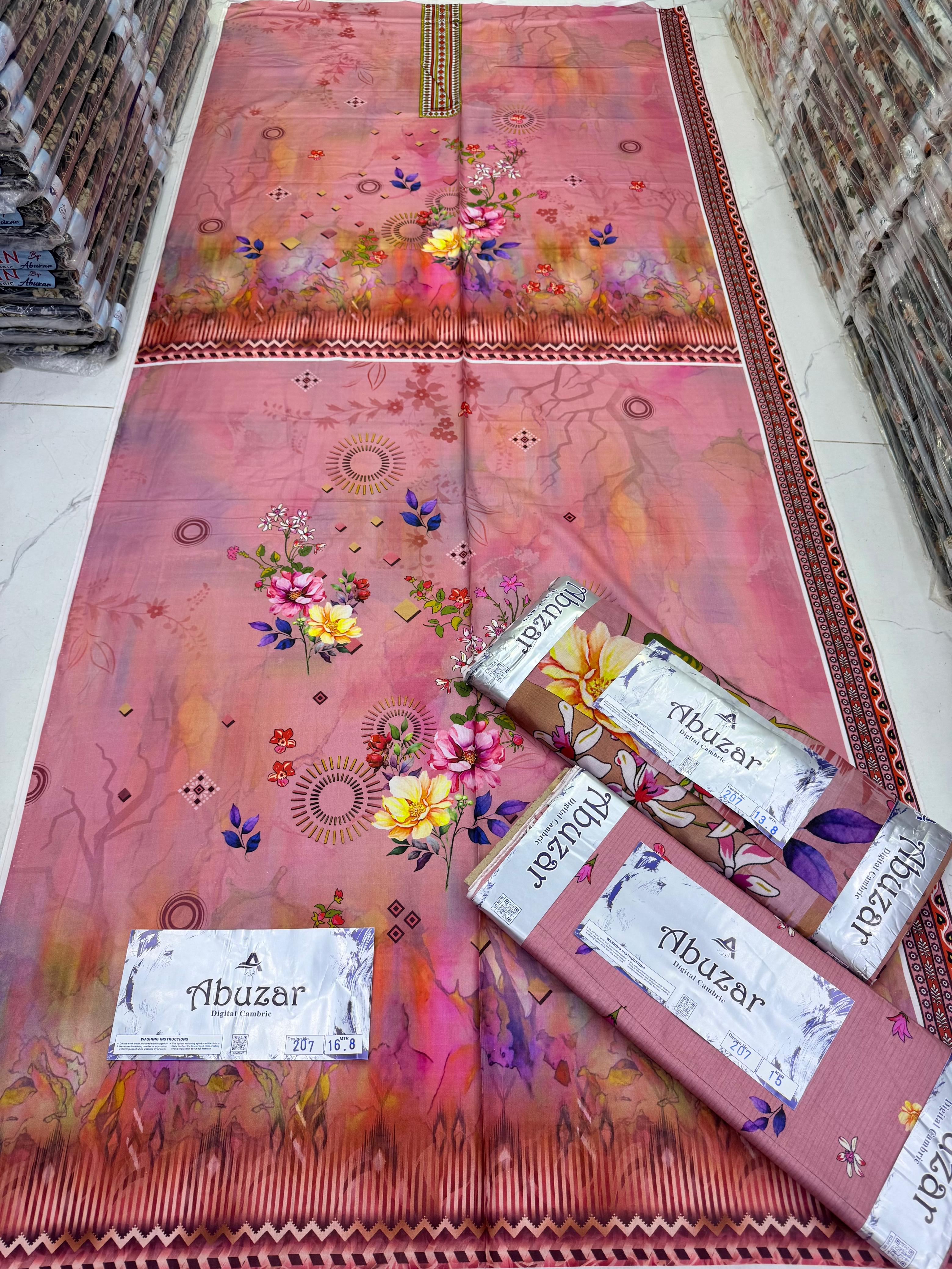 ABUZAR PREMIUM CAMBRIC COTTON  3P With VOIL DUP