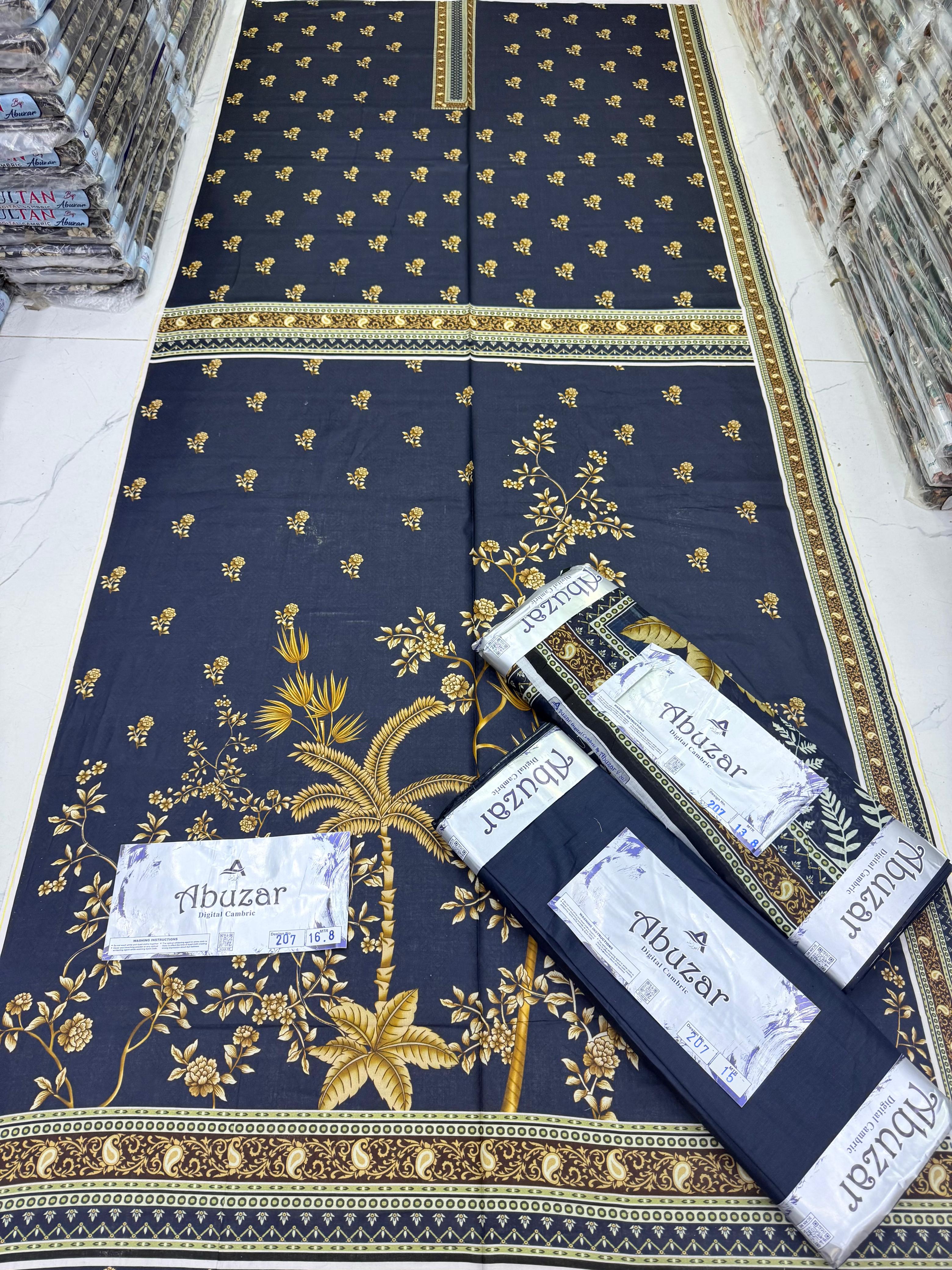 ABUZAR PREMIUM CAMBRIC COTTON  3P With VOIL DUP