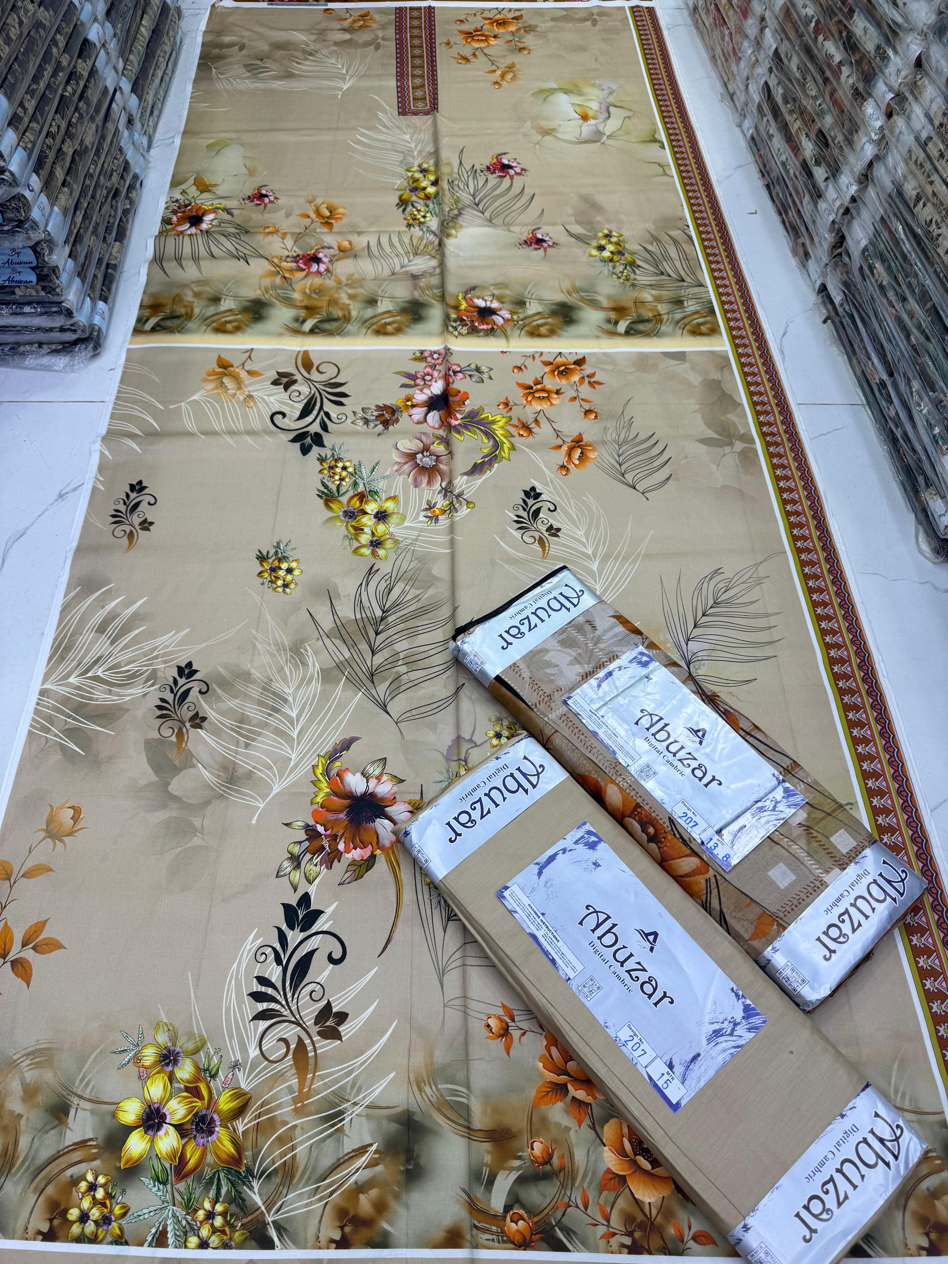 ABUZAR PREMIUM CAMBRIC COTTON  3P With VOIL DUP