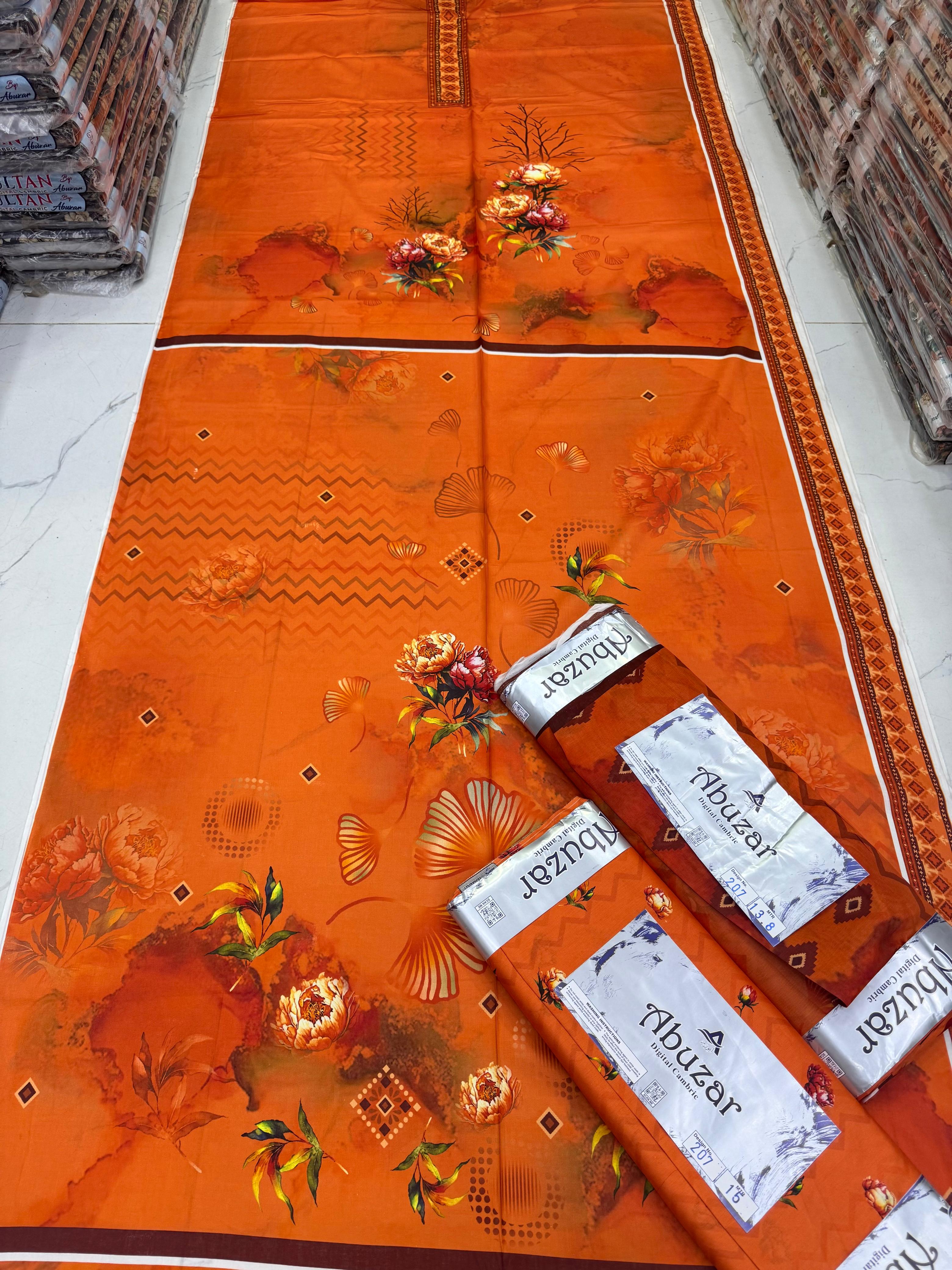 ABUZAR PREMIUM CAMBRIC COTTON  3P With VOIL DUP