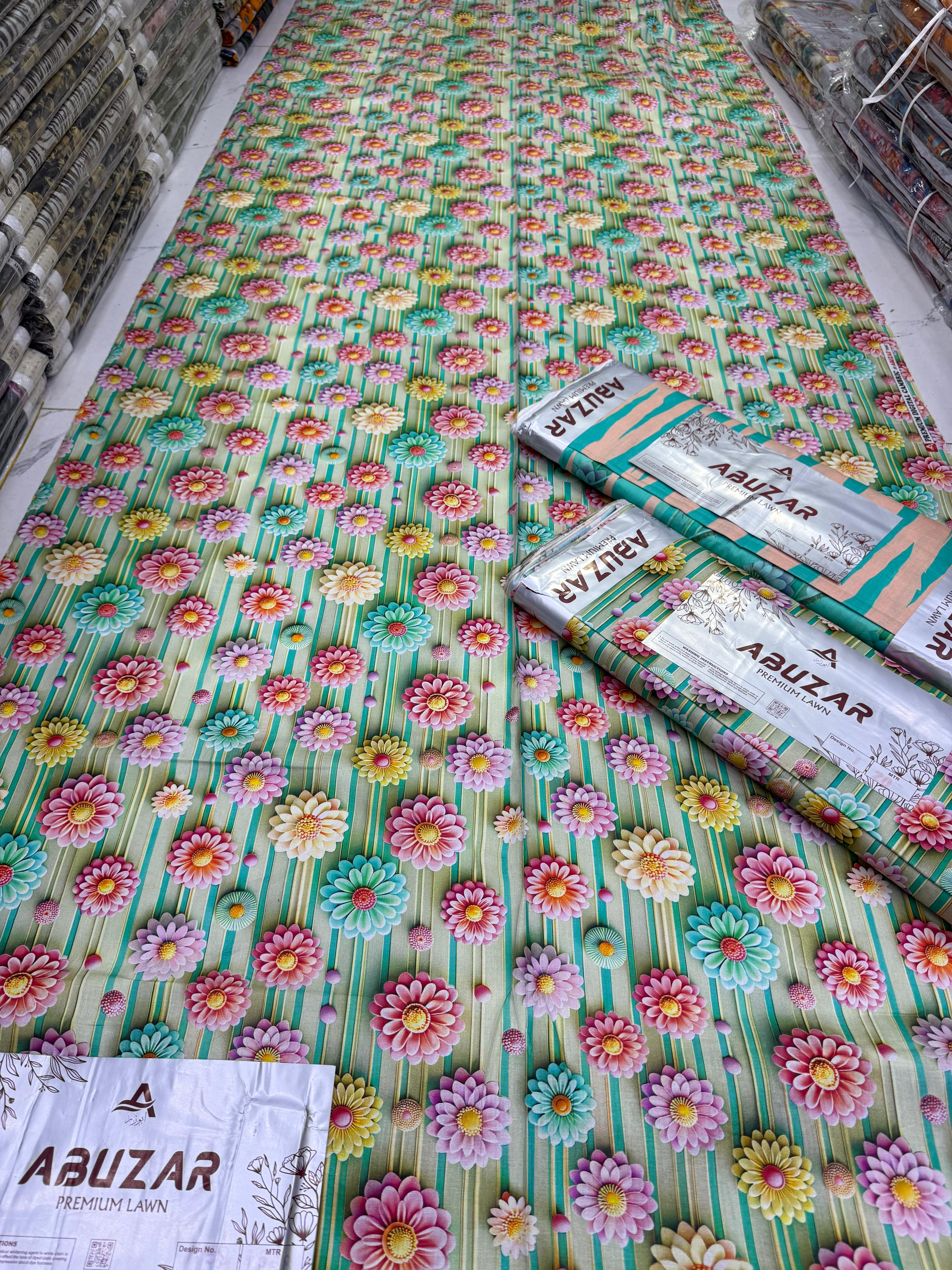 ABUZAR – Digital Premium Cotton 3 Piece Unstitched Suit (7.25 Meters)
