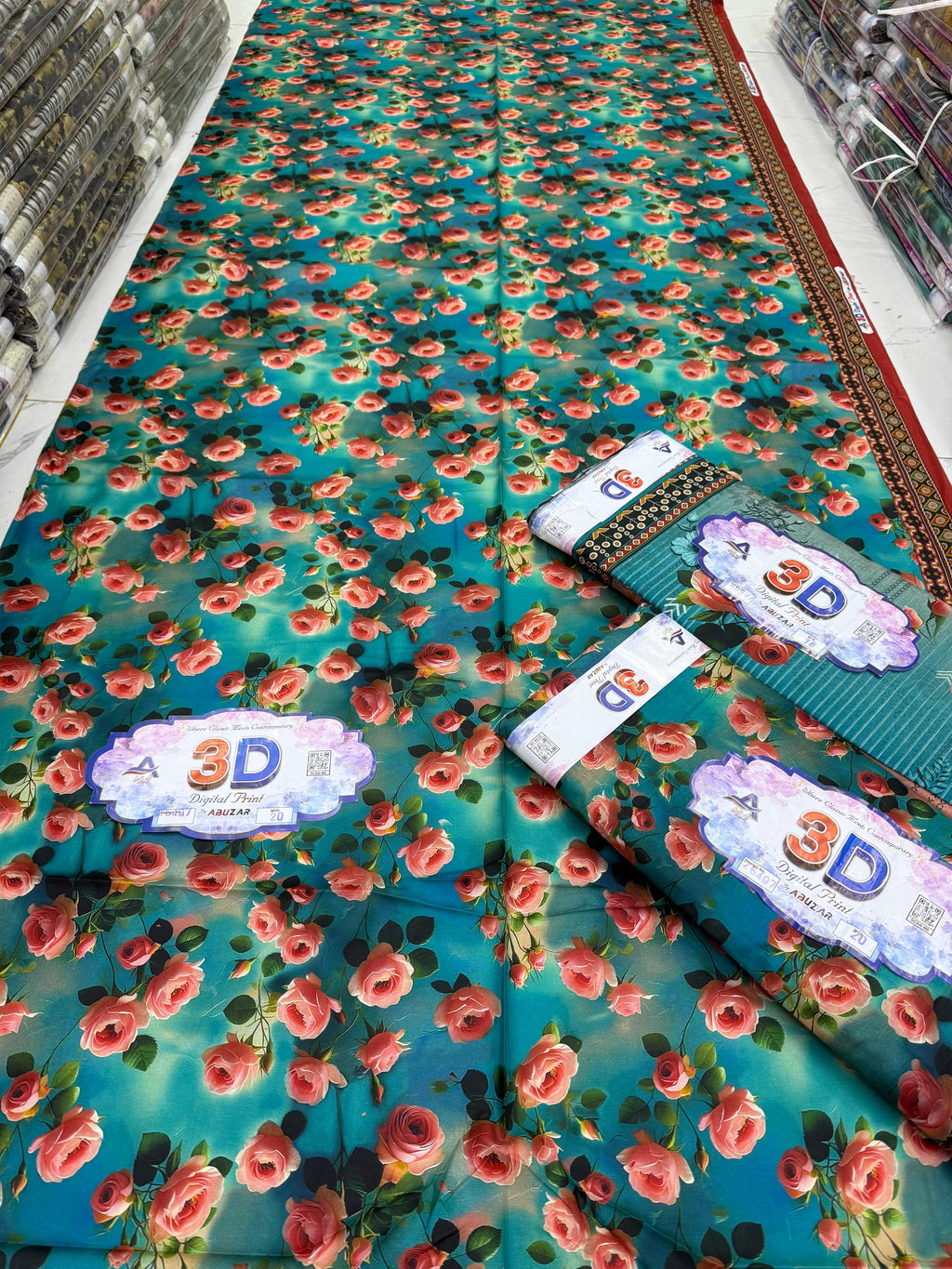 ABUZAR – 3D Digital Cotton Print 3 Piece Unstitched Suit (7.25 Meters)