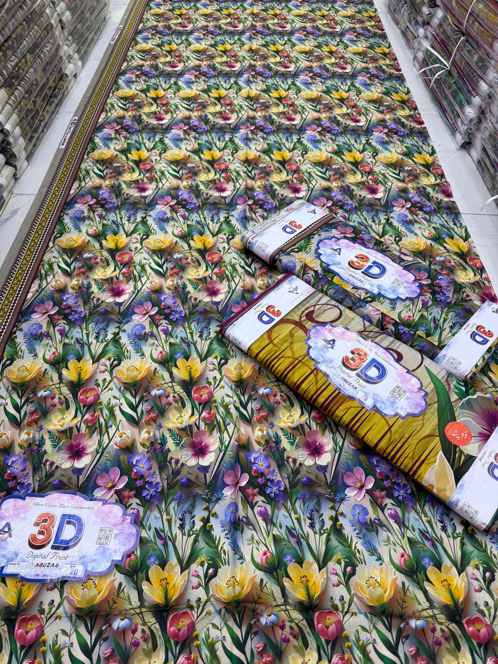 ABUZAR – 3D Digital Cotton Print 3 Piece Unstitched Suit (7.25 Meters)