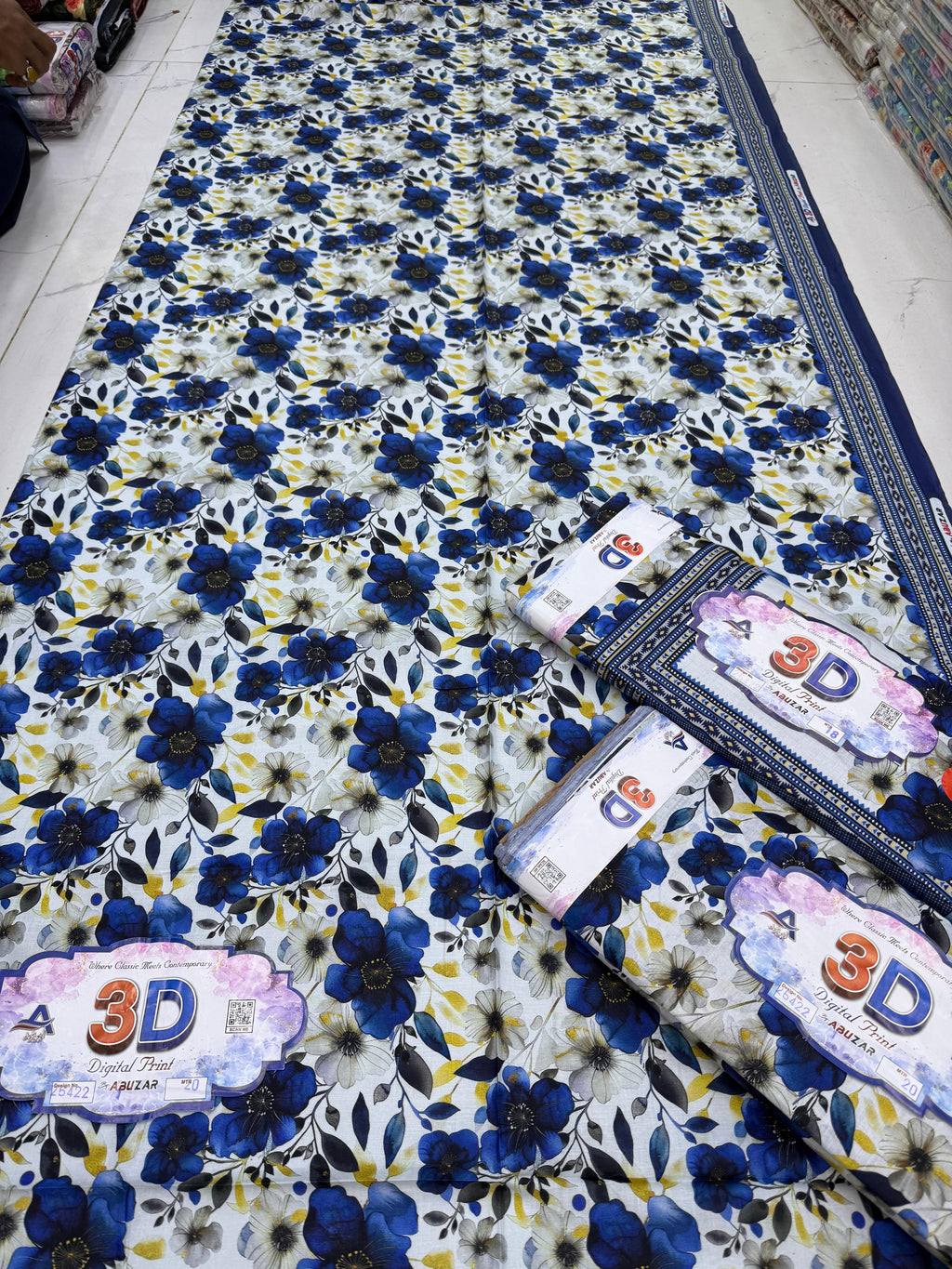 ABUZAR – 3D Digital Cotton Print 3 Piece Unstitched Suit (7.25 Meters)