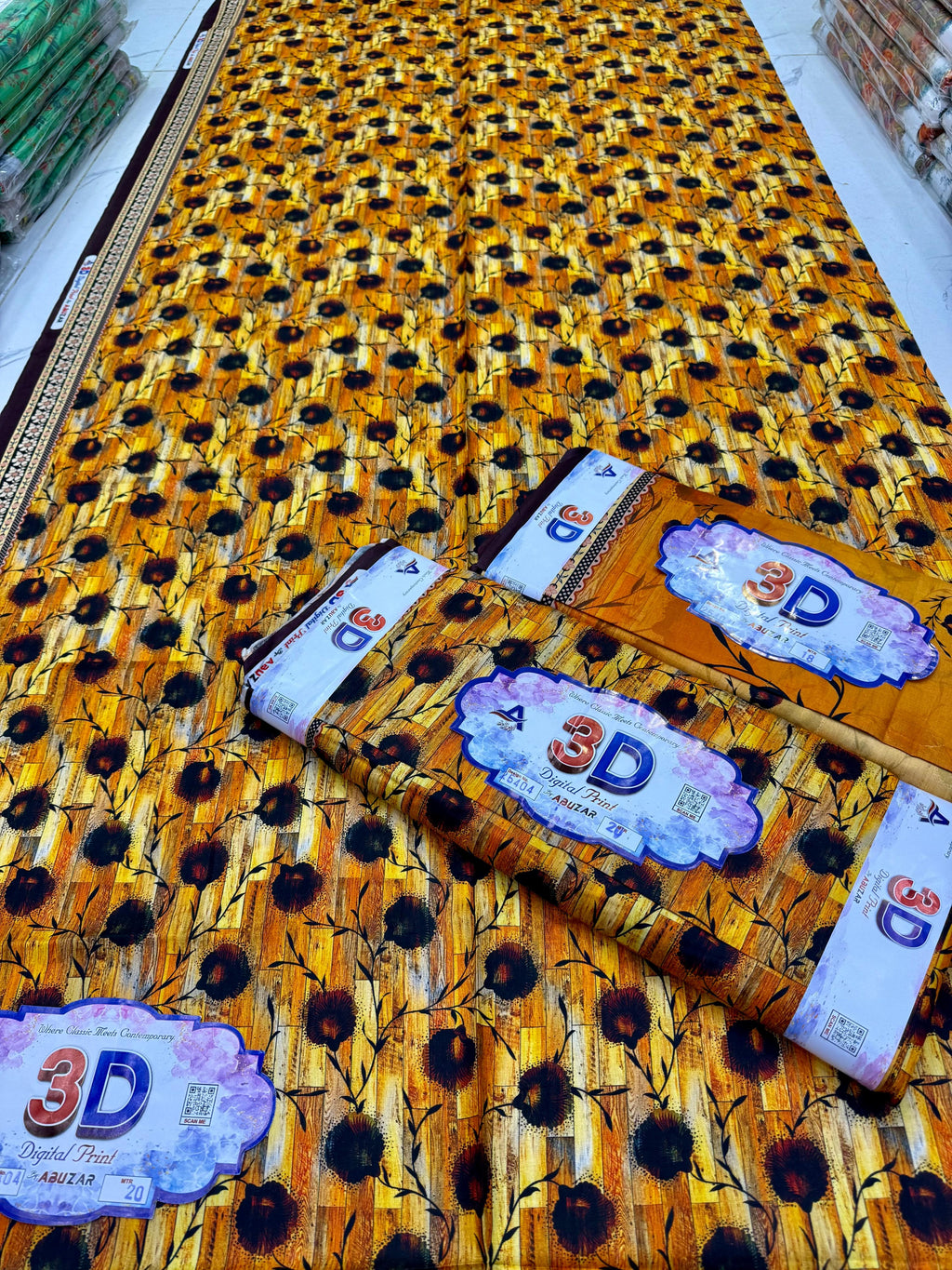 ABUZAR – 3D Digital Cotton Print 3 Piece Unstitched Suit (7.25 Meters)