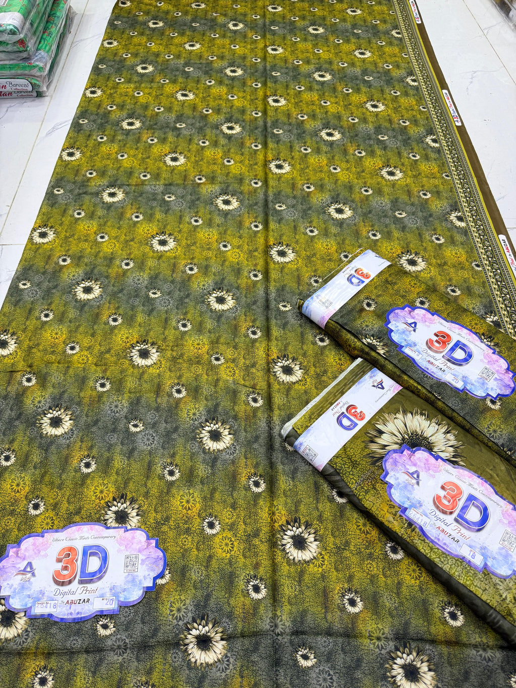 ABUZAR – 3D Digital Cotton Print 3 Piece Unstitched Suit (7.25 Meters)
