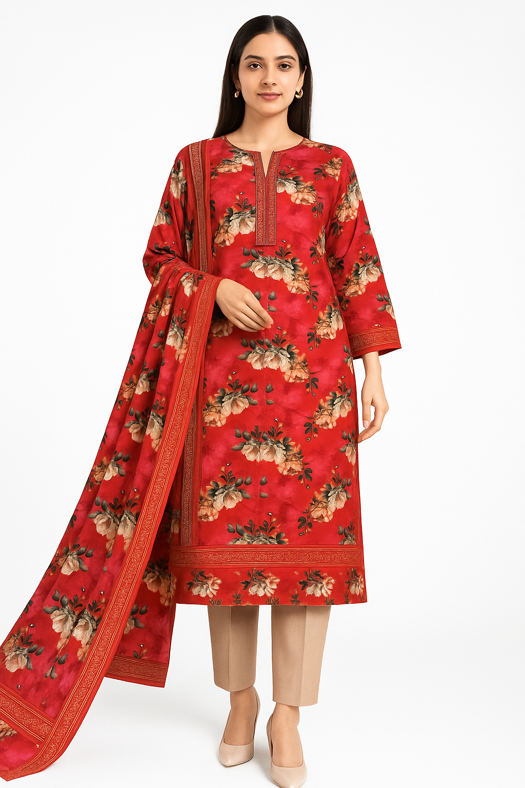 ABUZAR – 3D Digital Cotton Print 3 Piece Unstitched Suit (7.25 Meters)