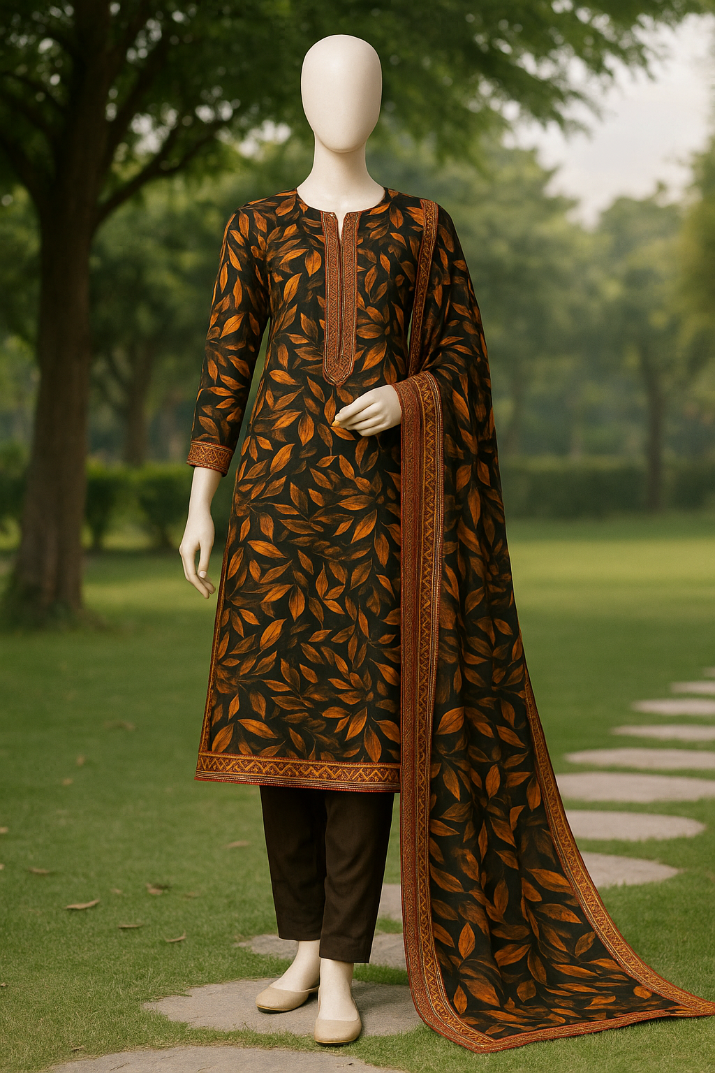 ABUZAR – 3D Digital Cotton Print 3 Piece Unstitched Suit (7.25 Meters)