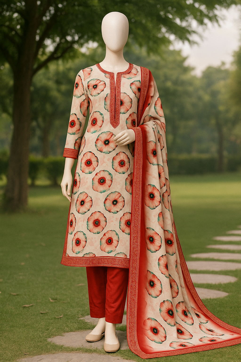 ABUZAR – 3D Digital Cotton Print 3 Piece Unstitched Suit (7.25 Meters)