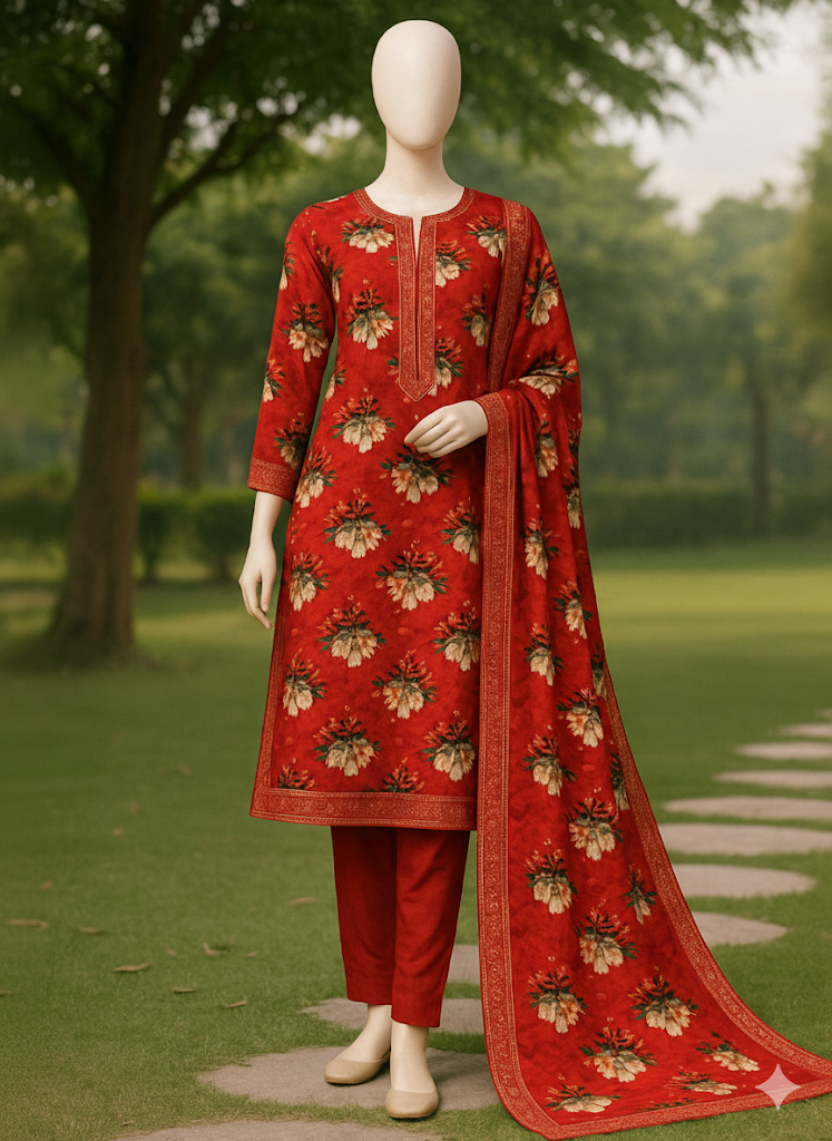 ABUZAR – 3D Digital Cotton Print 3 Piece Unstitched Suit (7.25 Meters)
